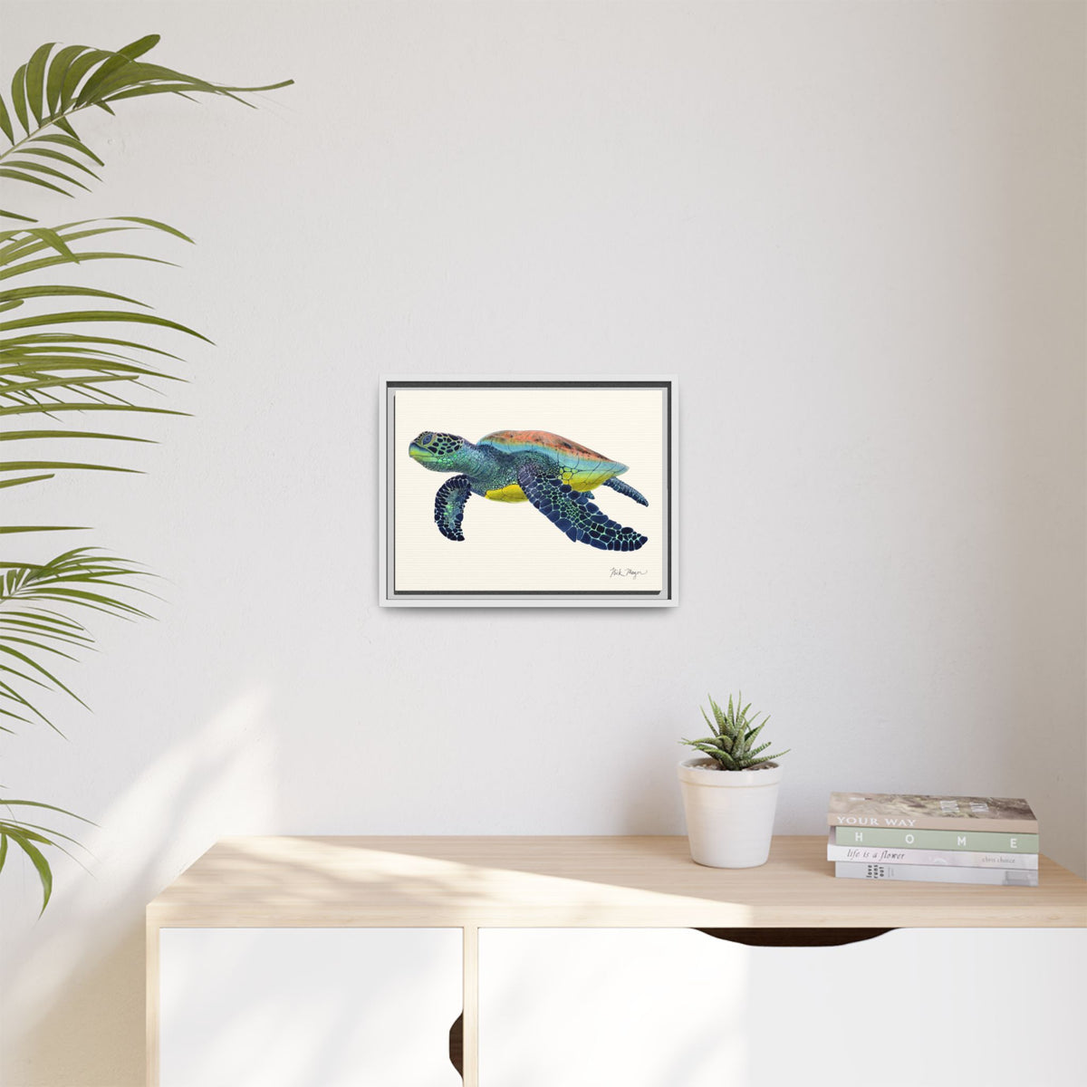 Green Sea Turtle II Framed Canvas Print Printify