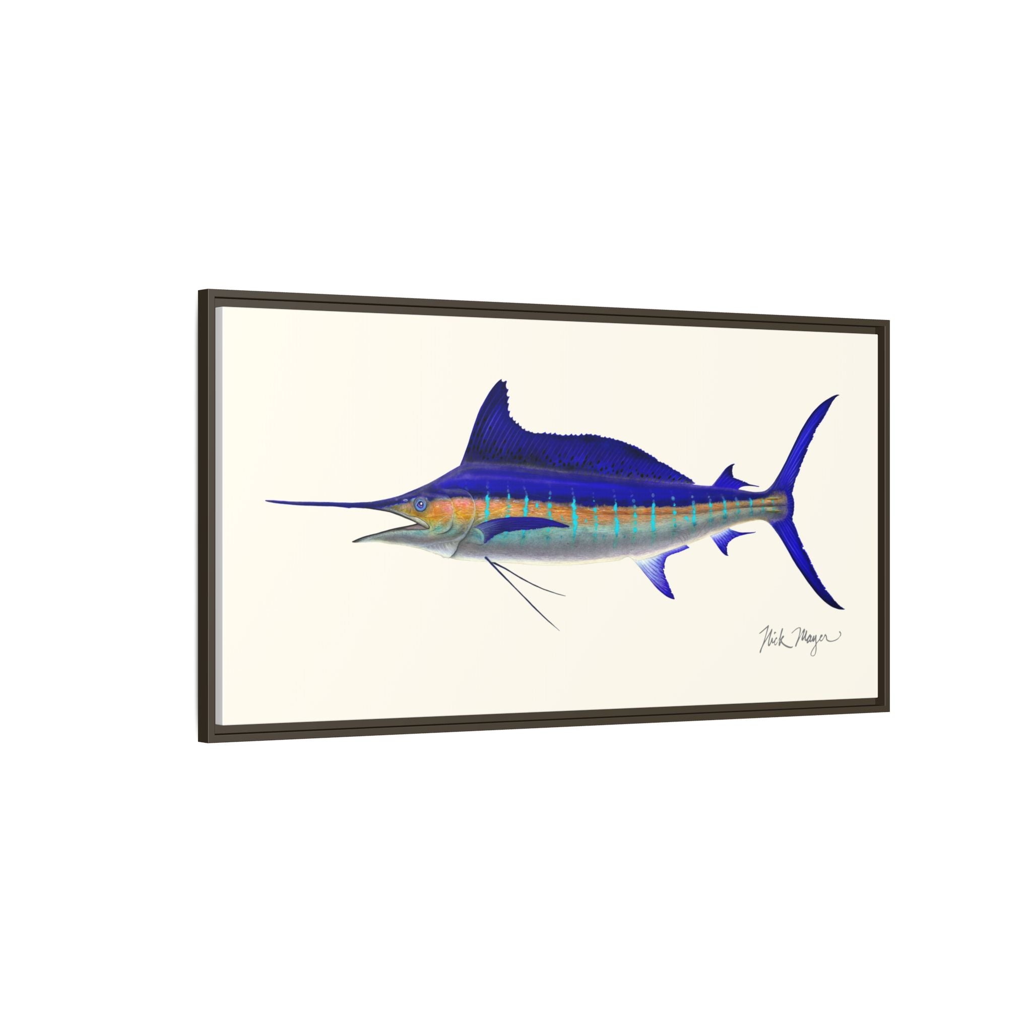 Striped Marlin Framed Canvas Print Printify