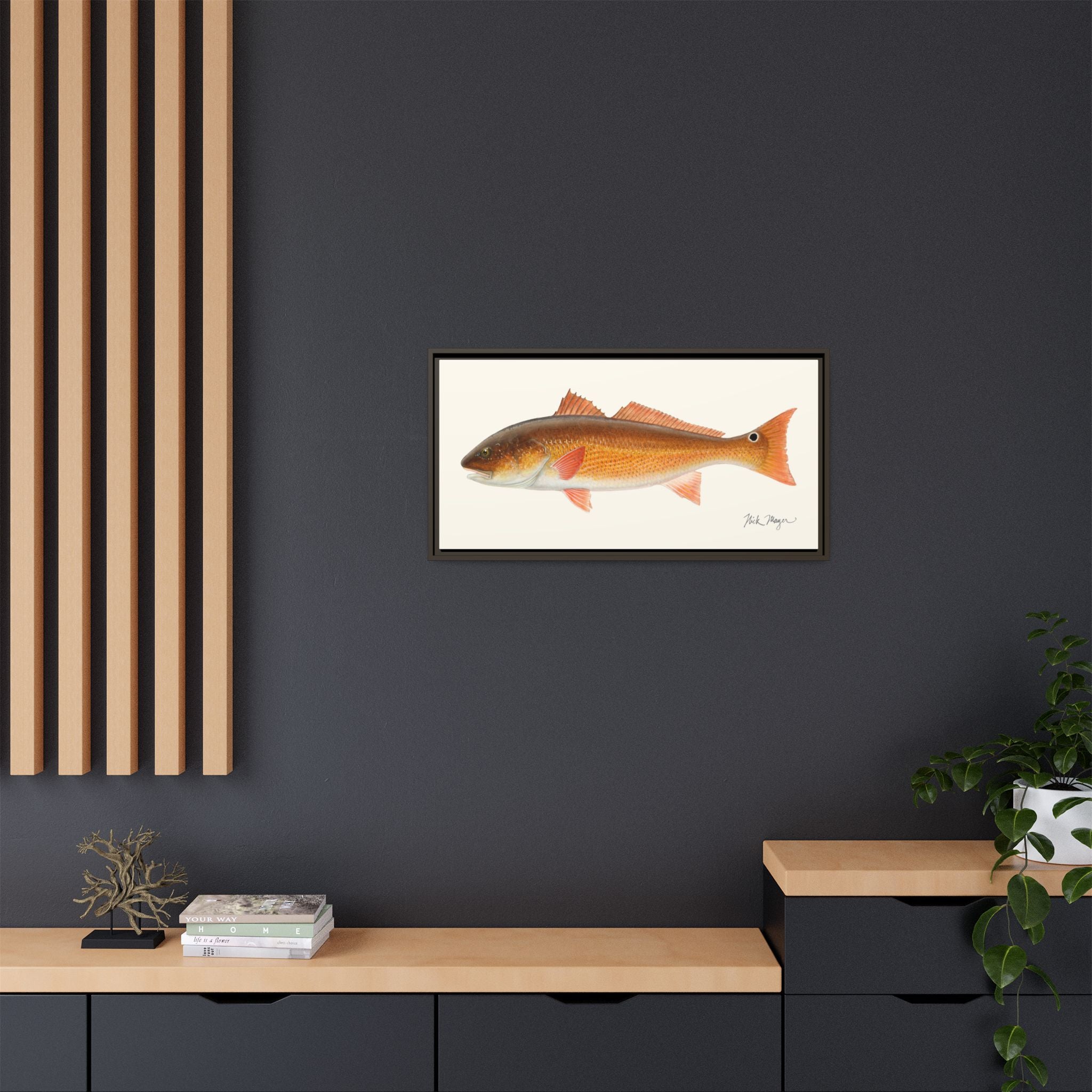 Redfish, 15 lbs Framed Canvas Print Printify