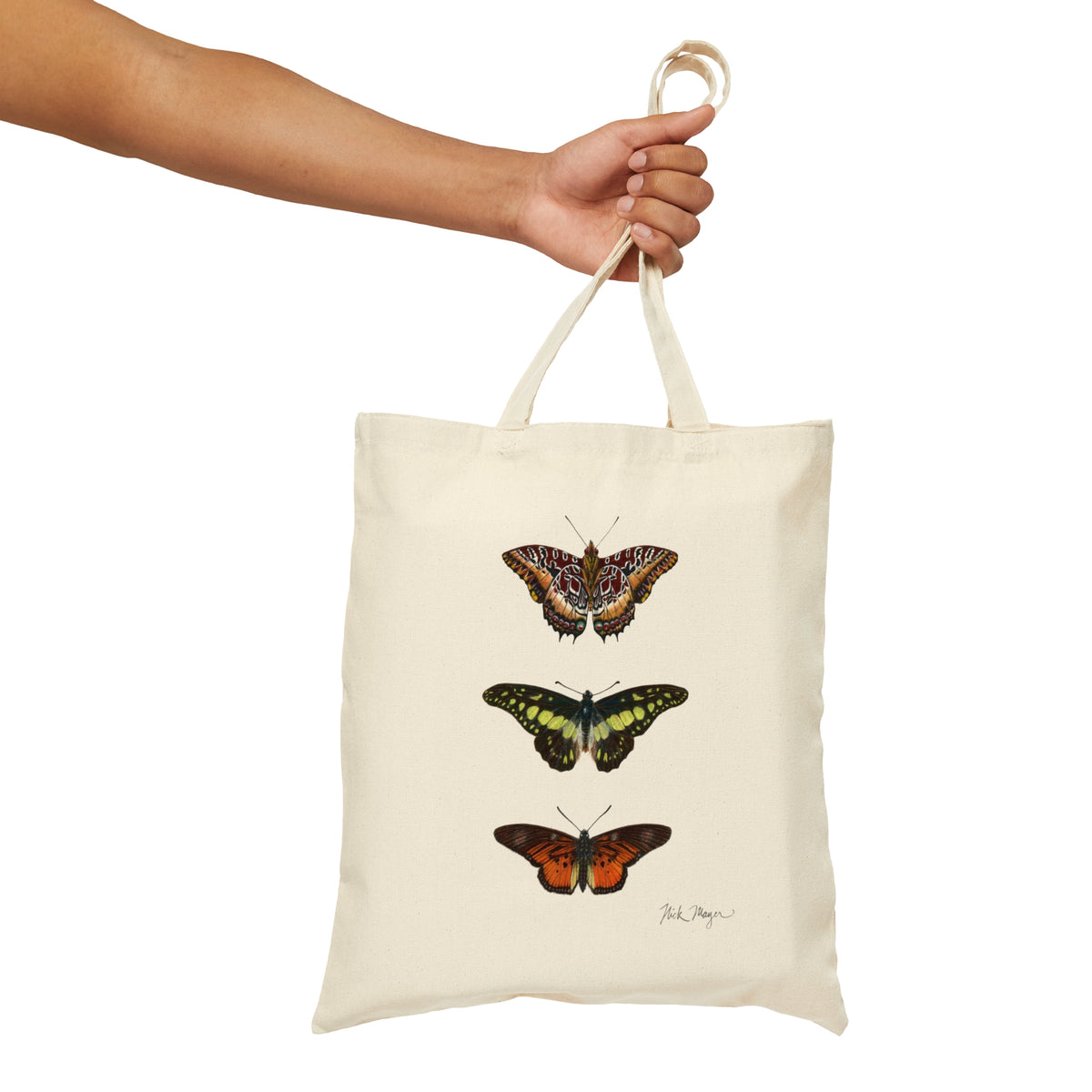 Butterfly Trio Cotton Canvas Tote Bag