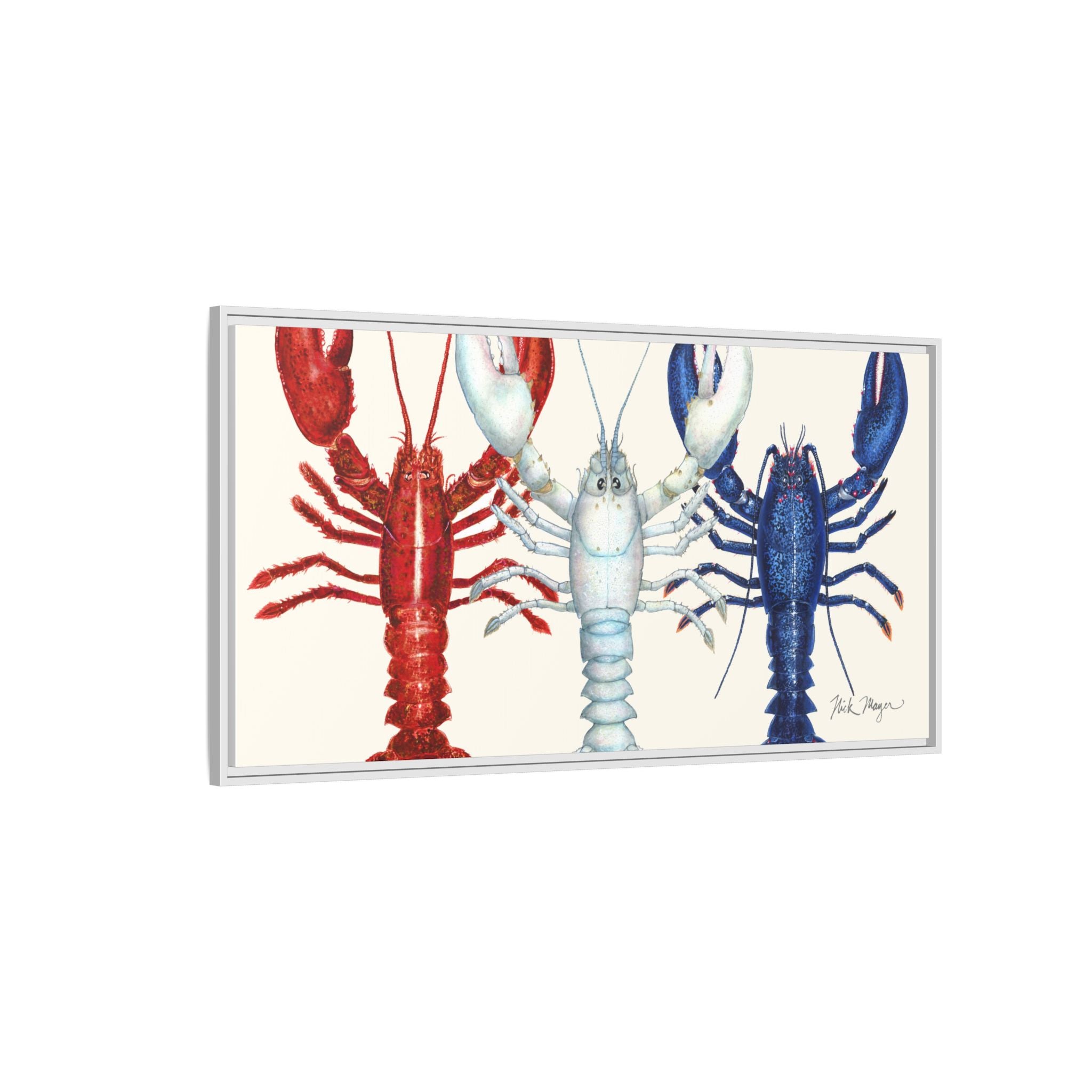 American Lobsters Trio Framed Canvas Print Printify