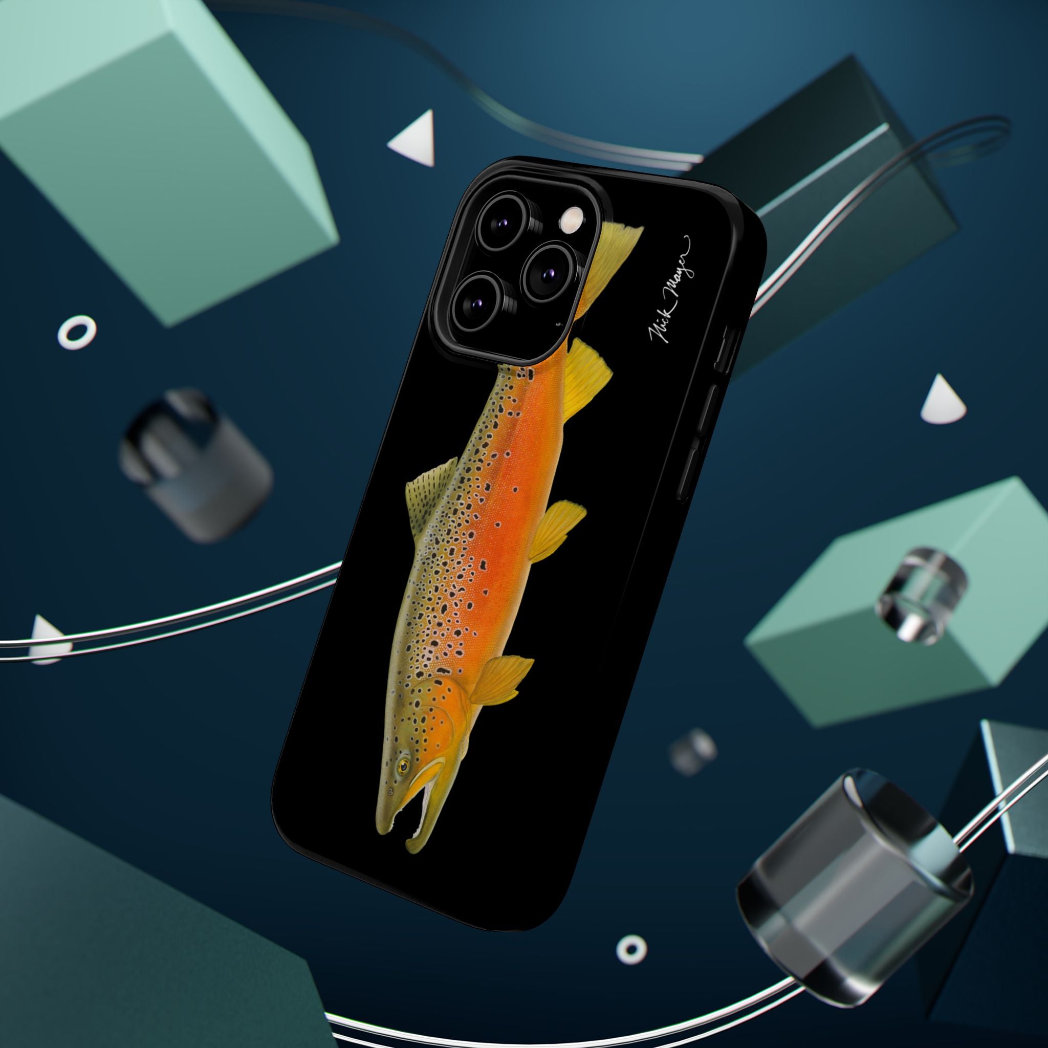 Brown Trout 2 Black MagSafe iPhone Case, NEW for Holiday 2025!
