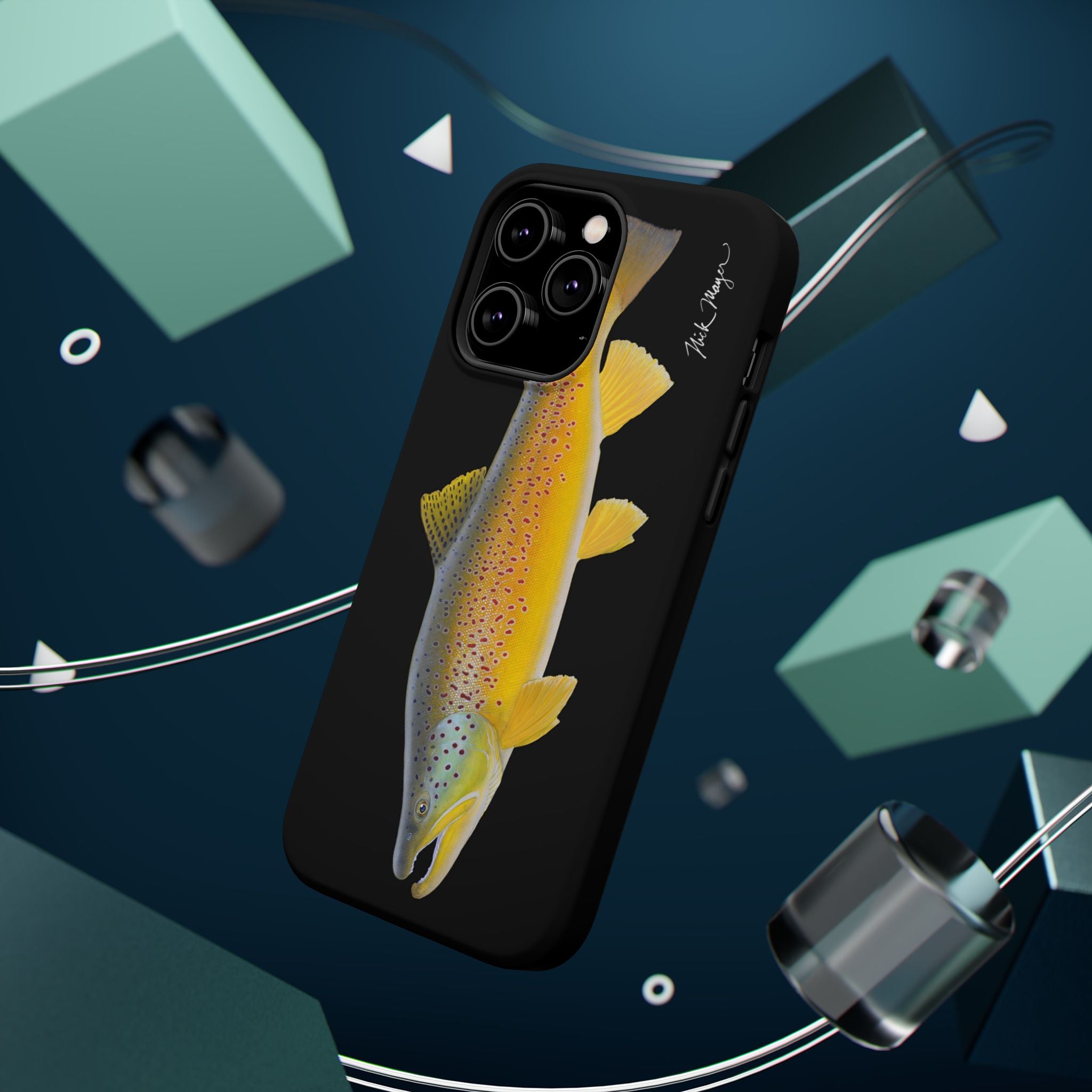 Brown Trout 3 Black MagSafe iPhone Case
