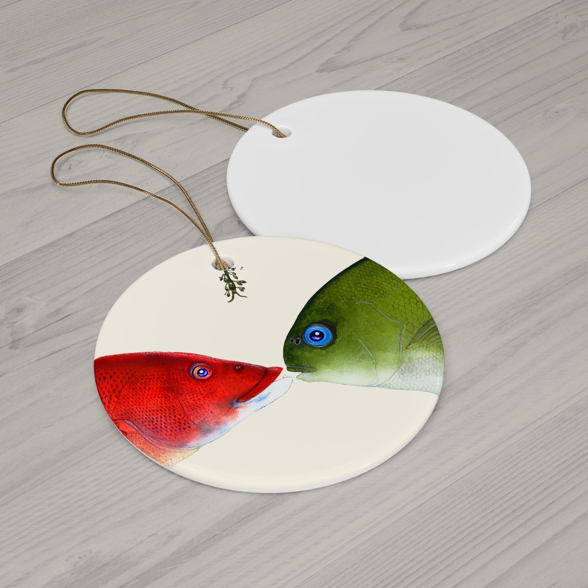 Holiday Kisses Ceramic Ornament