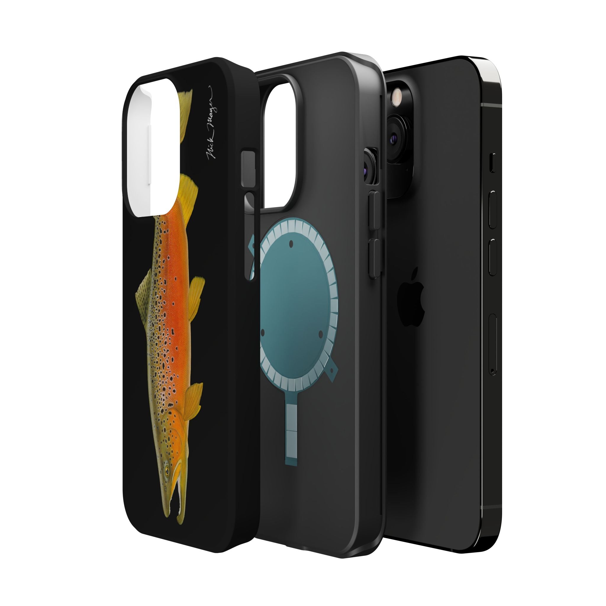 Brown Trout 2 Black MagSafe iPhone Case, NEW for Holiday 2025!