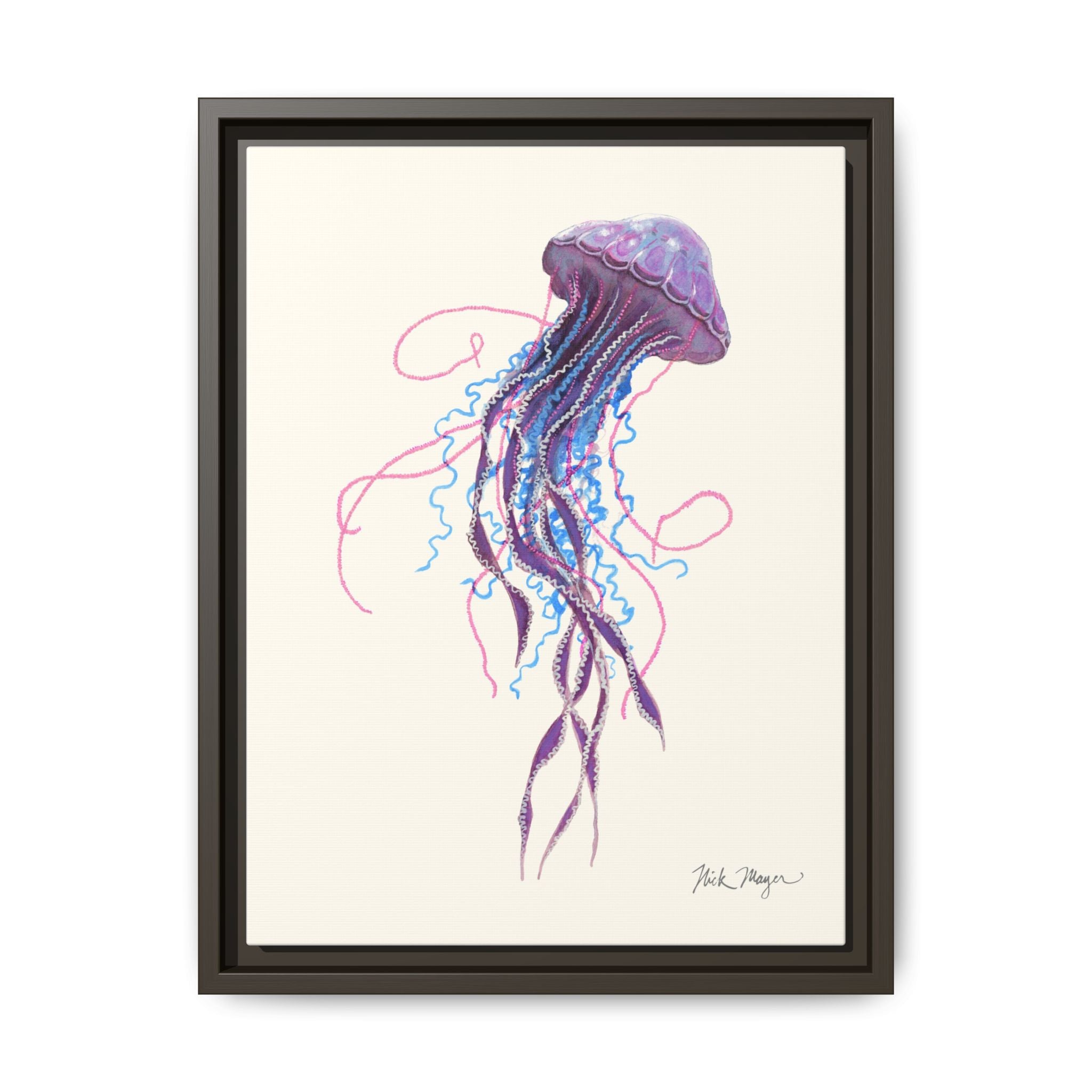 Purple Jellyfish II Framed Canvas Print Printify