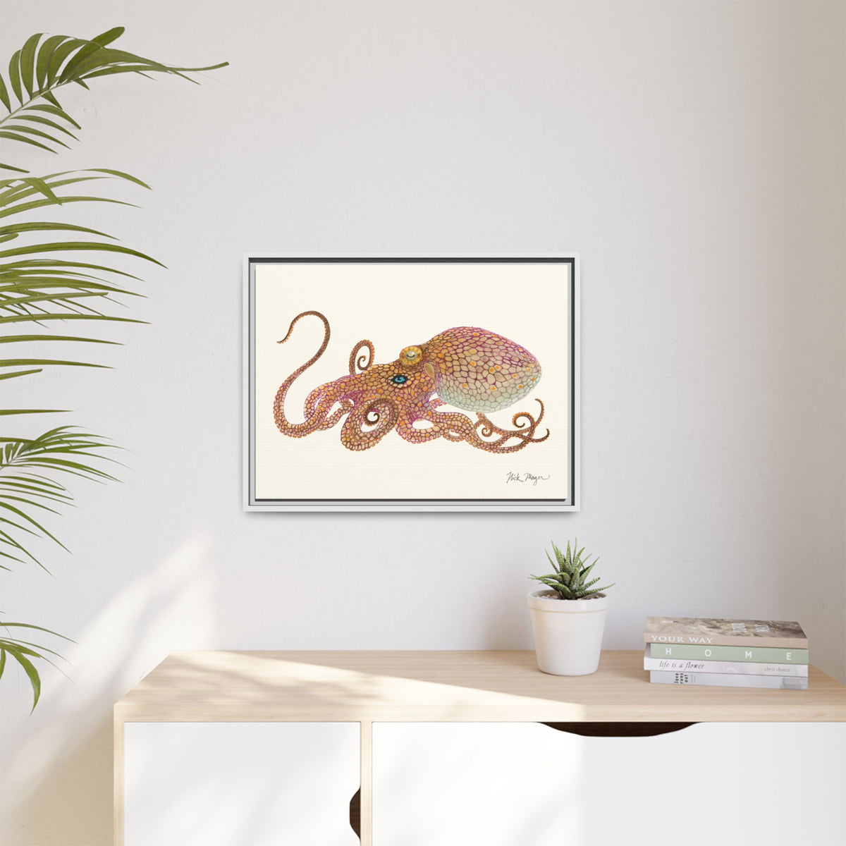 Two Spot Octopus Framed Canvas Print Printify