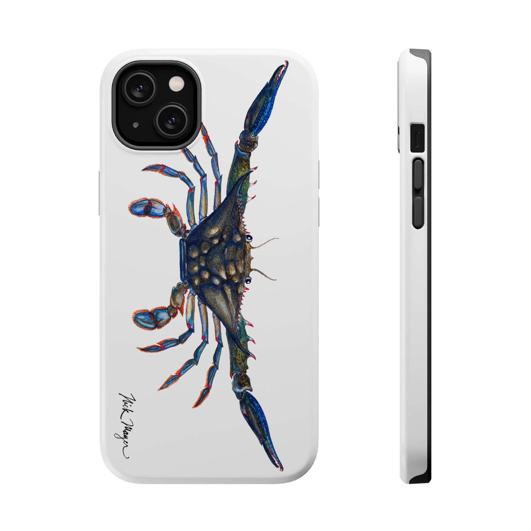 Blue Crab MagSafe White iPhone Case