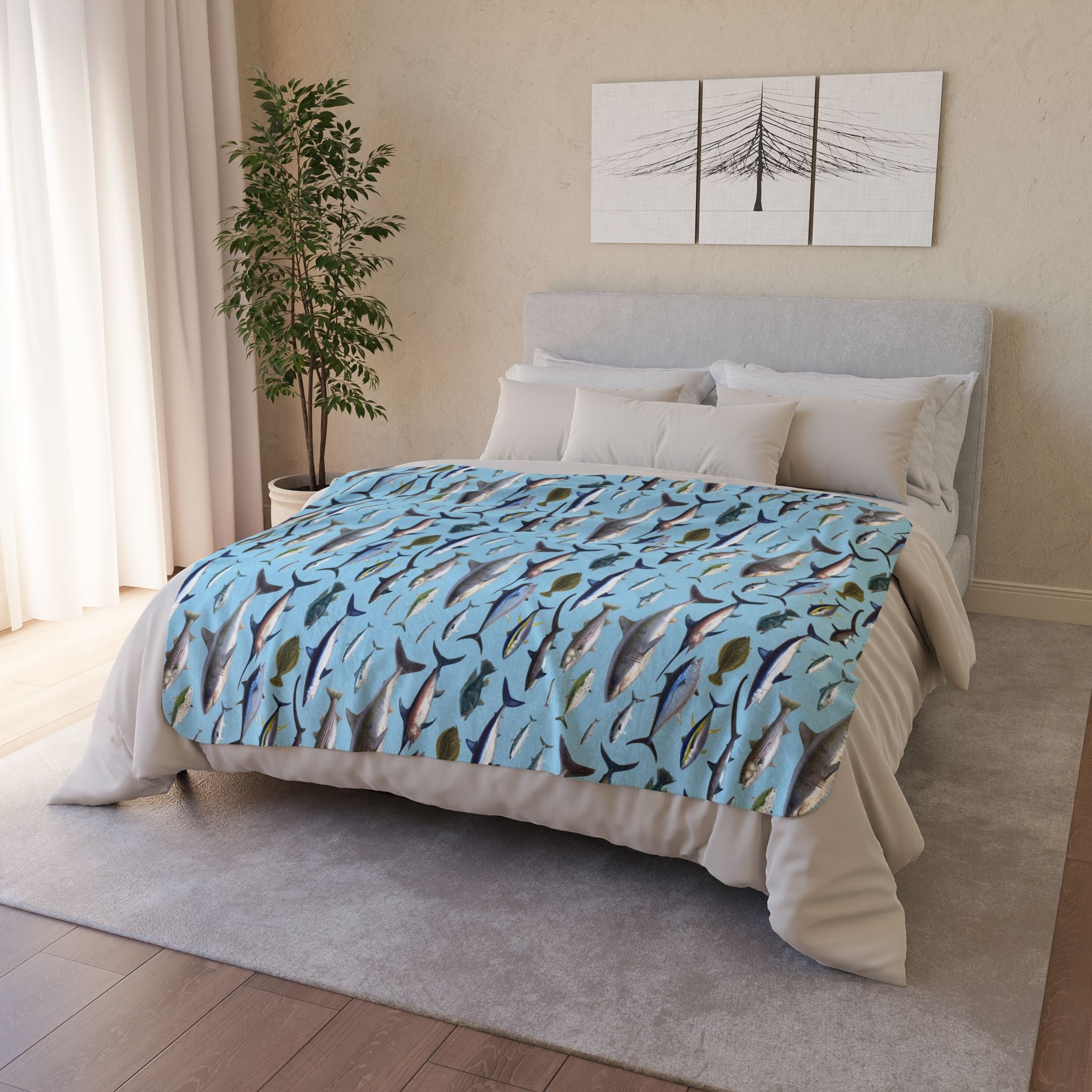NE Fish Super Soft Sherpa Blanket