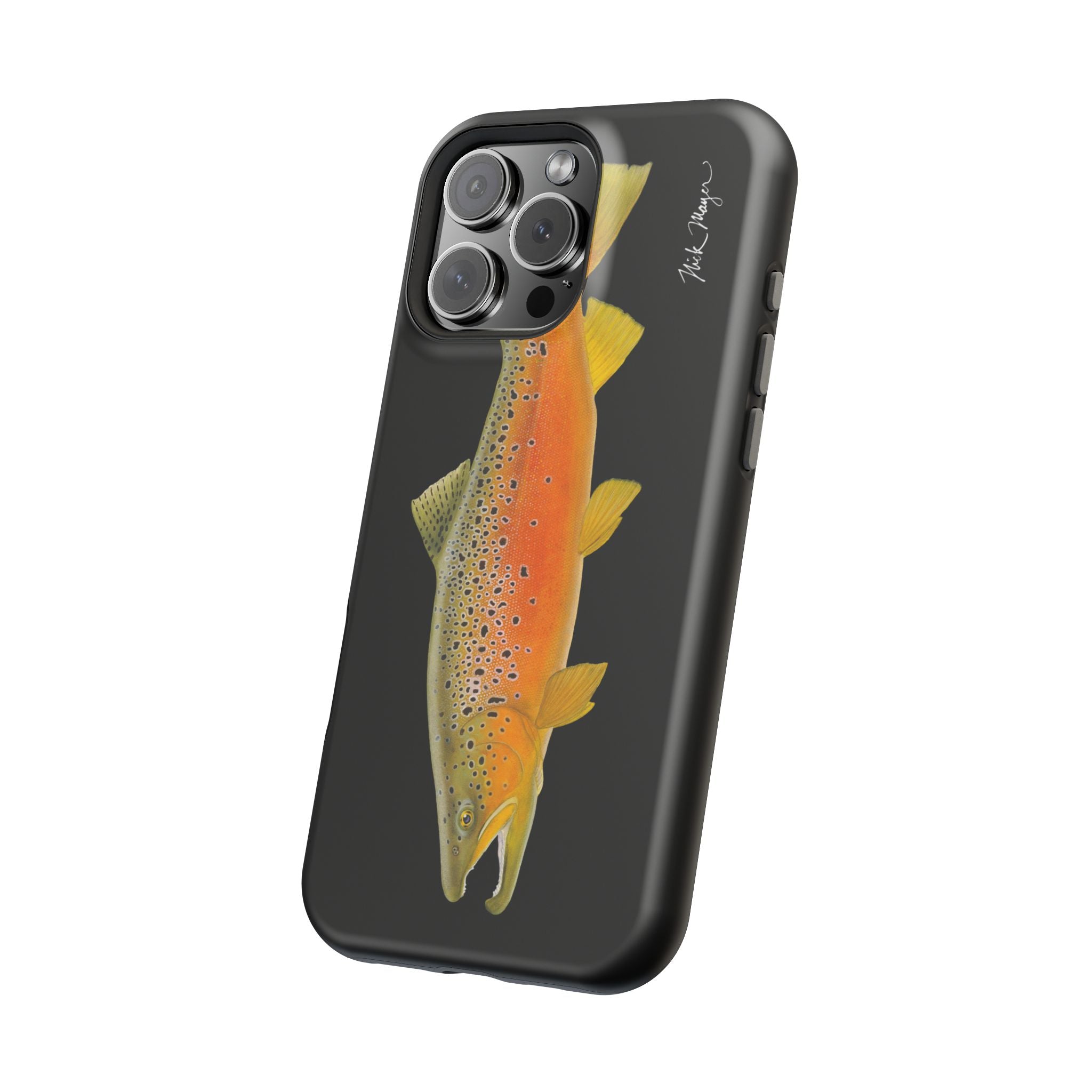 Brown Trout 2 Black MagSafe iPhone Case, NEW for Holiday 2025!