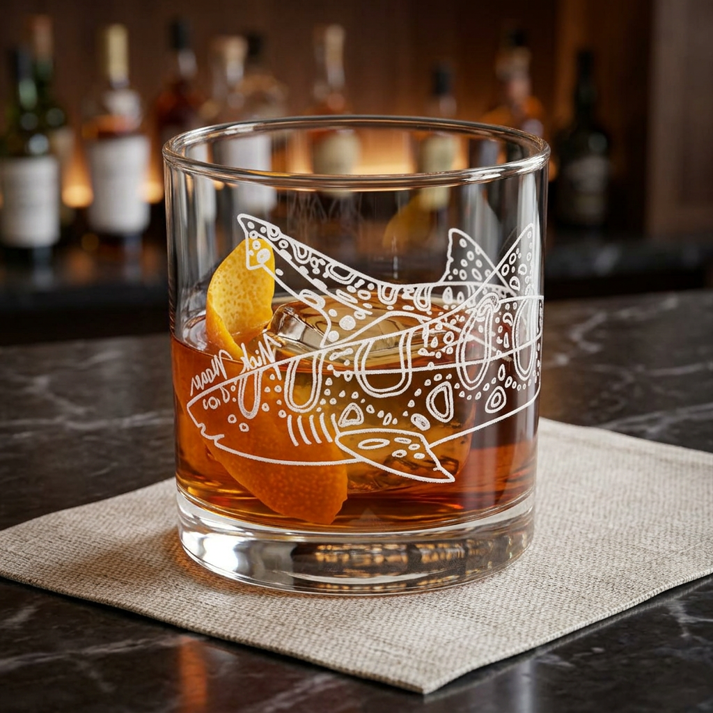 Leopard Shark 10oz Whiskey Glass