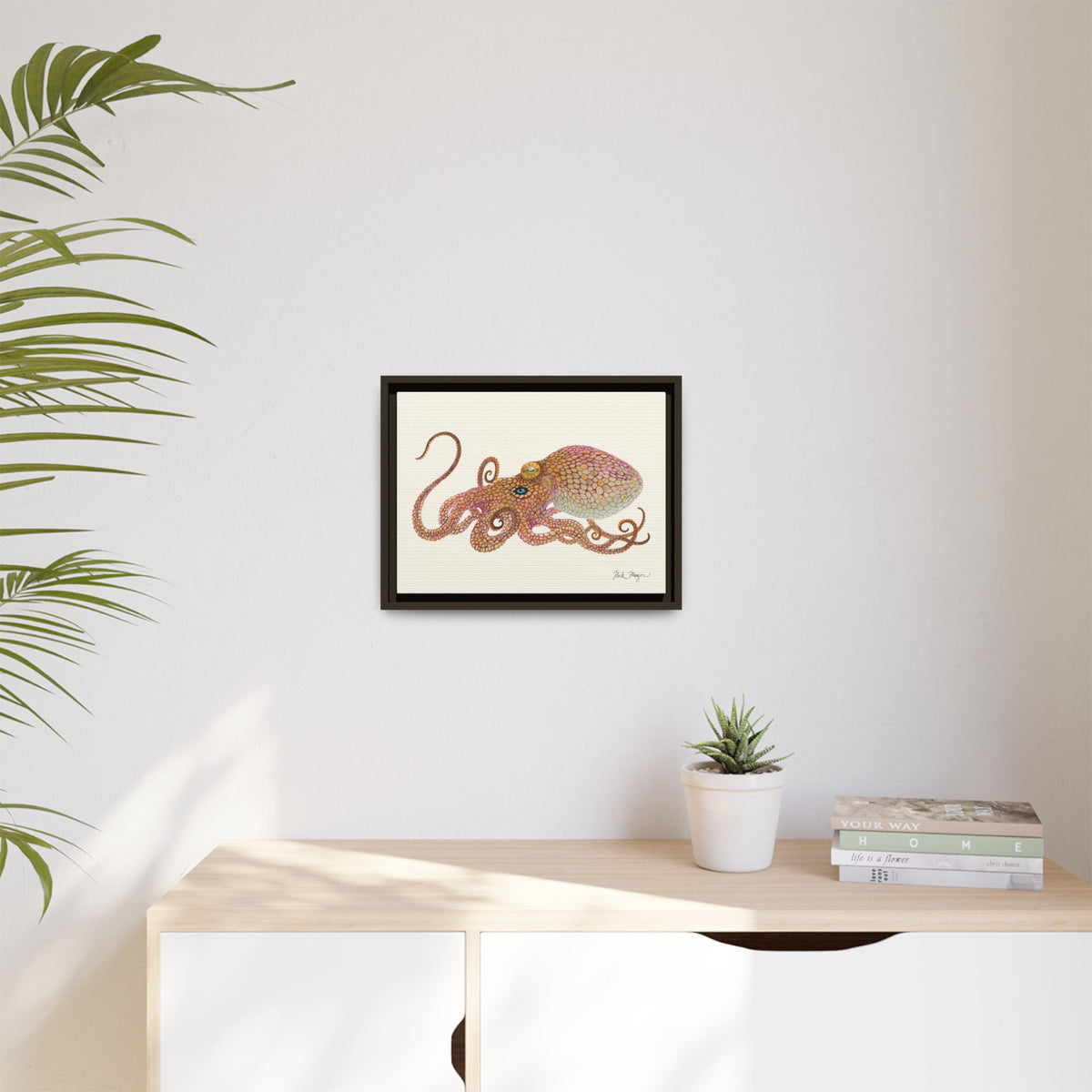 Two Spot Octopus Framed Canvas Print Printify