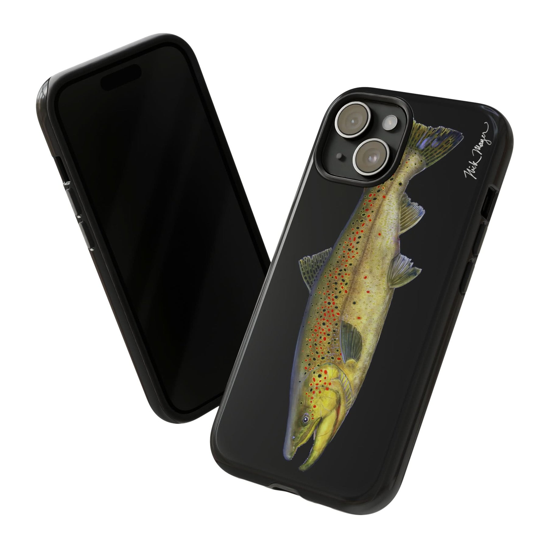 Brown Trout Black iPhone 15 Case