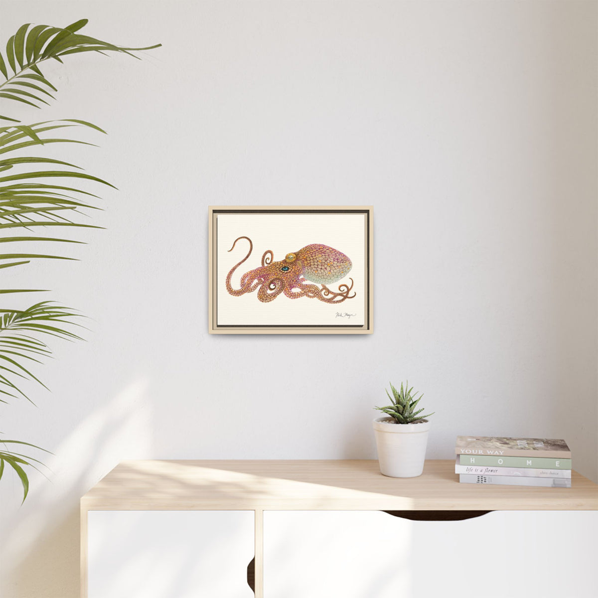Two Spot Octopus Framed Canvas Print Printify