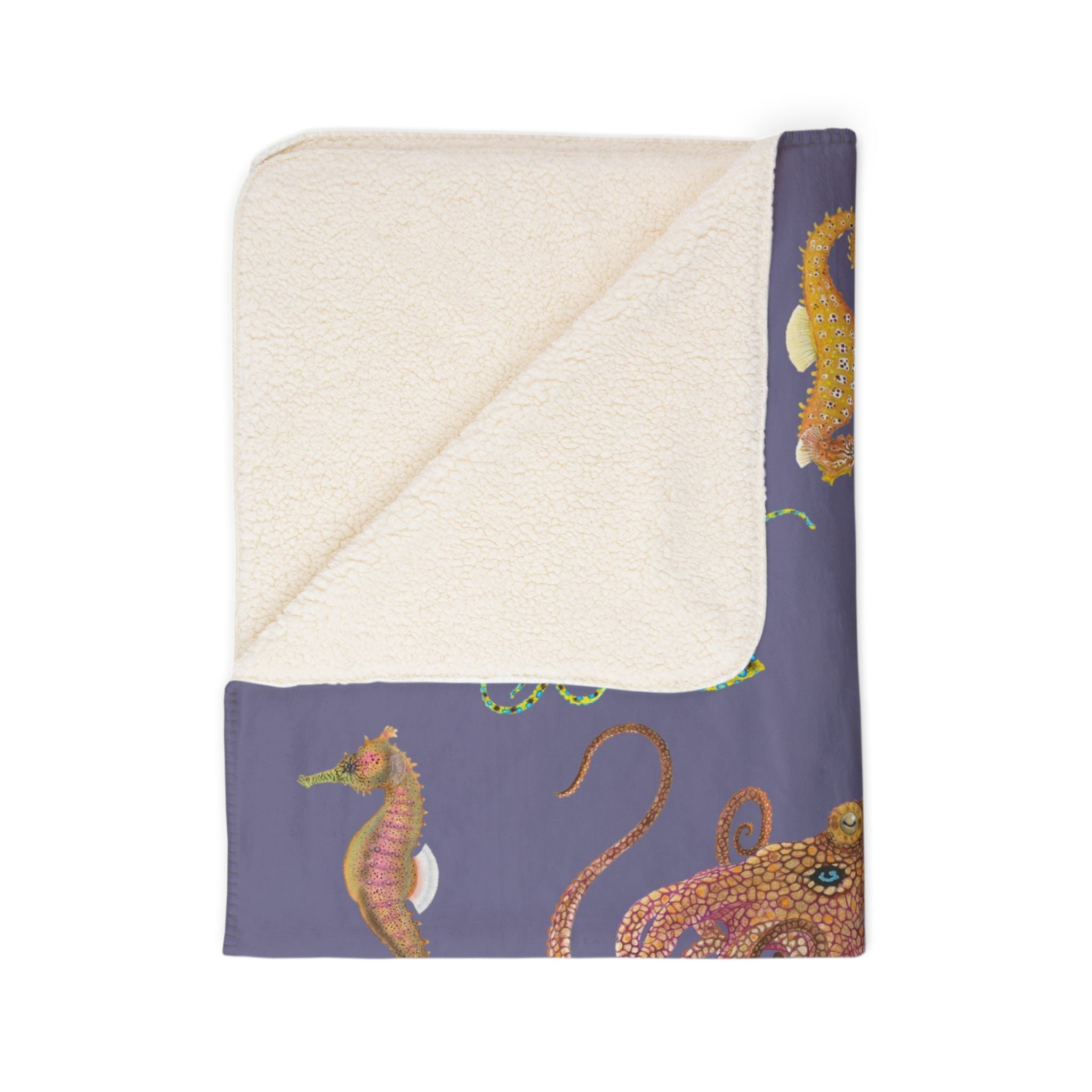 Octopi and Seahorses Soft Fleece Sherpa Blanket