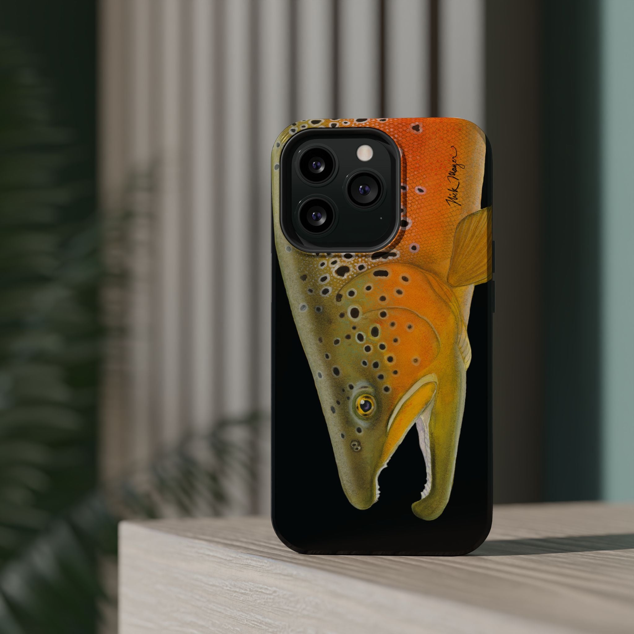 Brown Trout 2 Black MagSafe iPhone Case