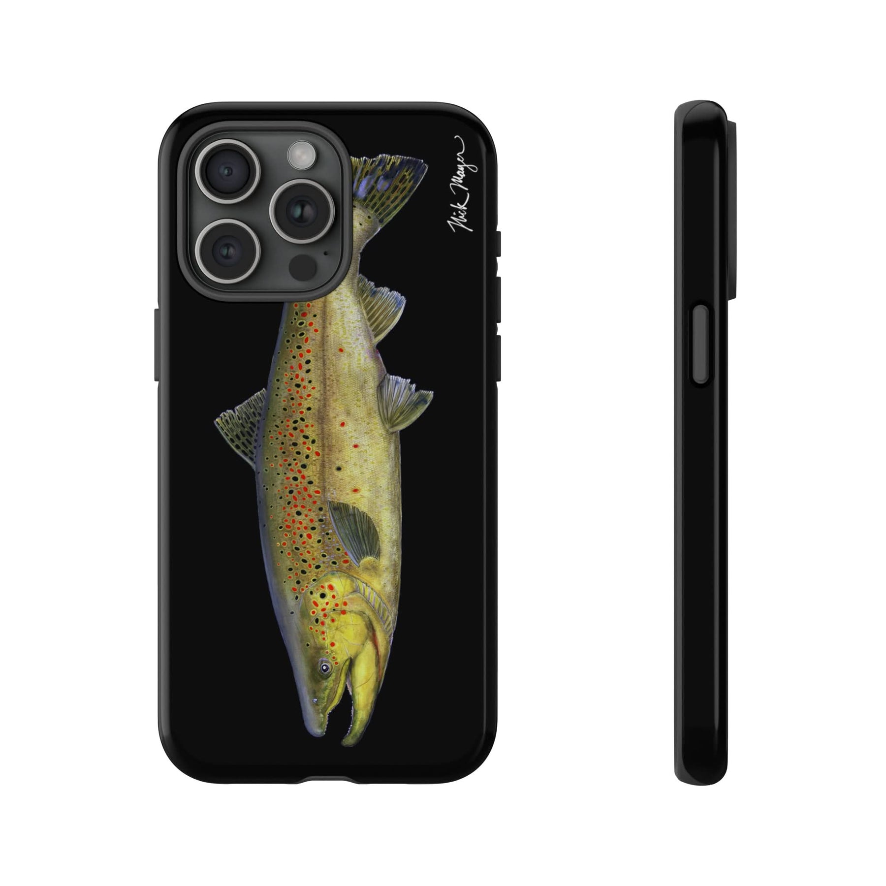 Brown Trout Black iPhone 15 Case