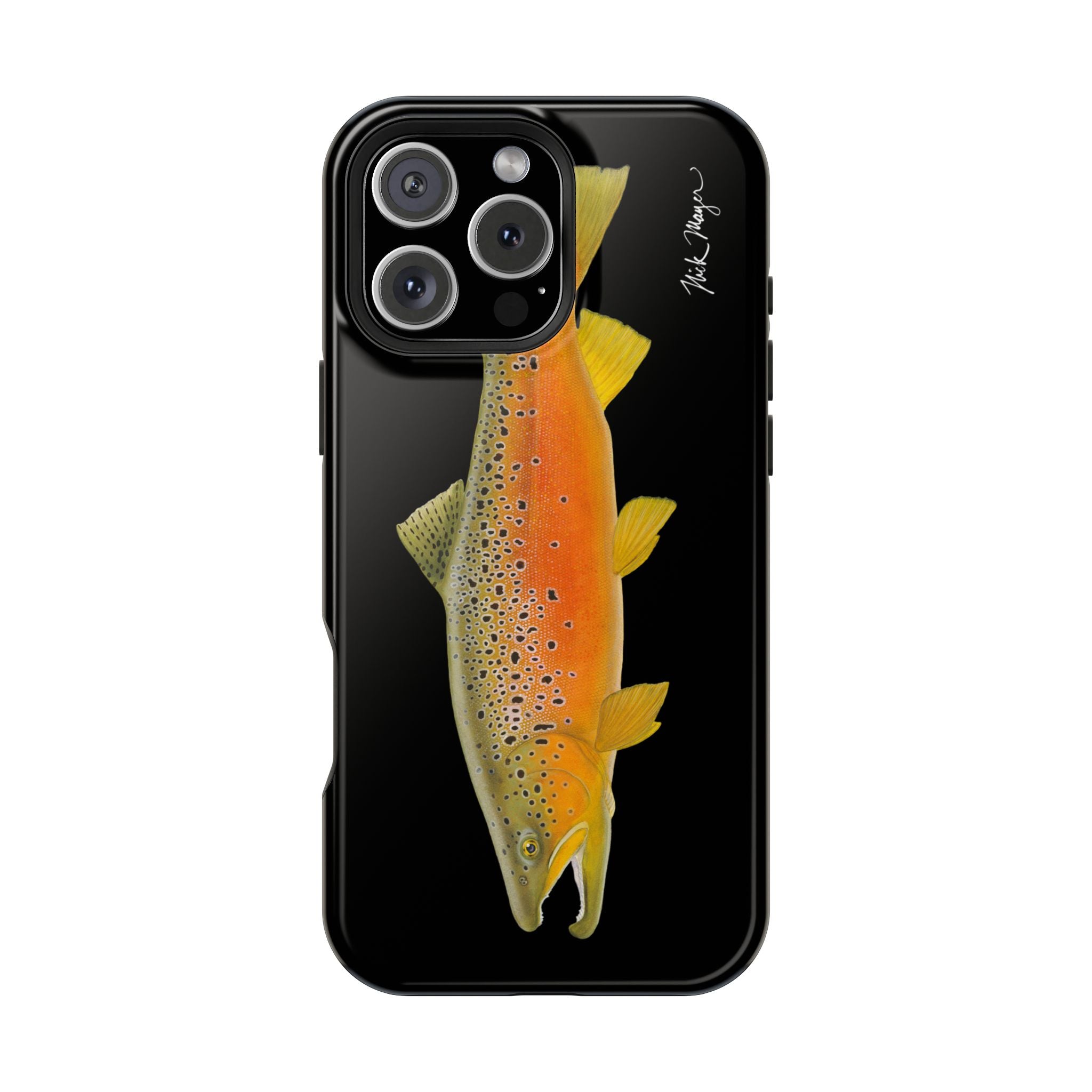 Brown Trout 2 Black MagSafe iPhone Case, NEW for Holiday 2025!