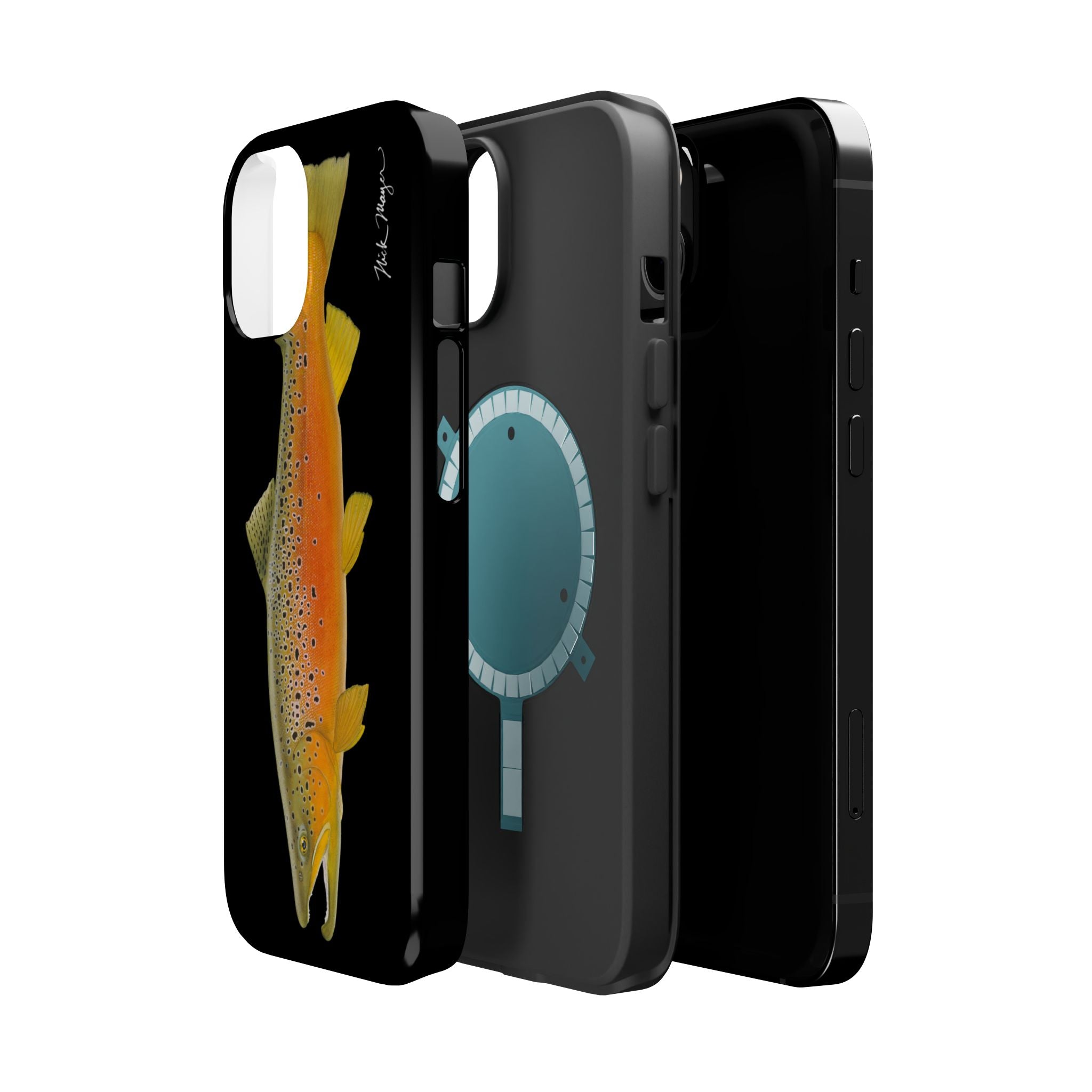 Brown Trout 2 Black MagSafe iPhone Case, NEW for Holiday 2025!