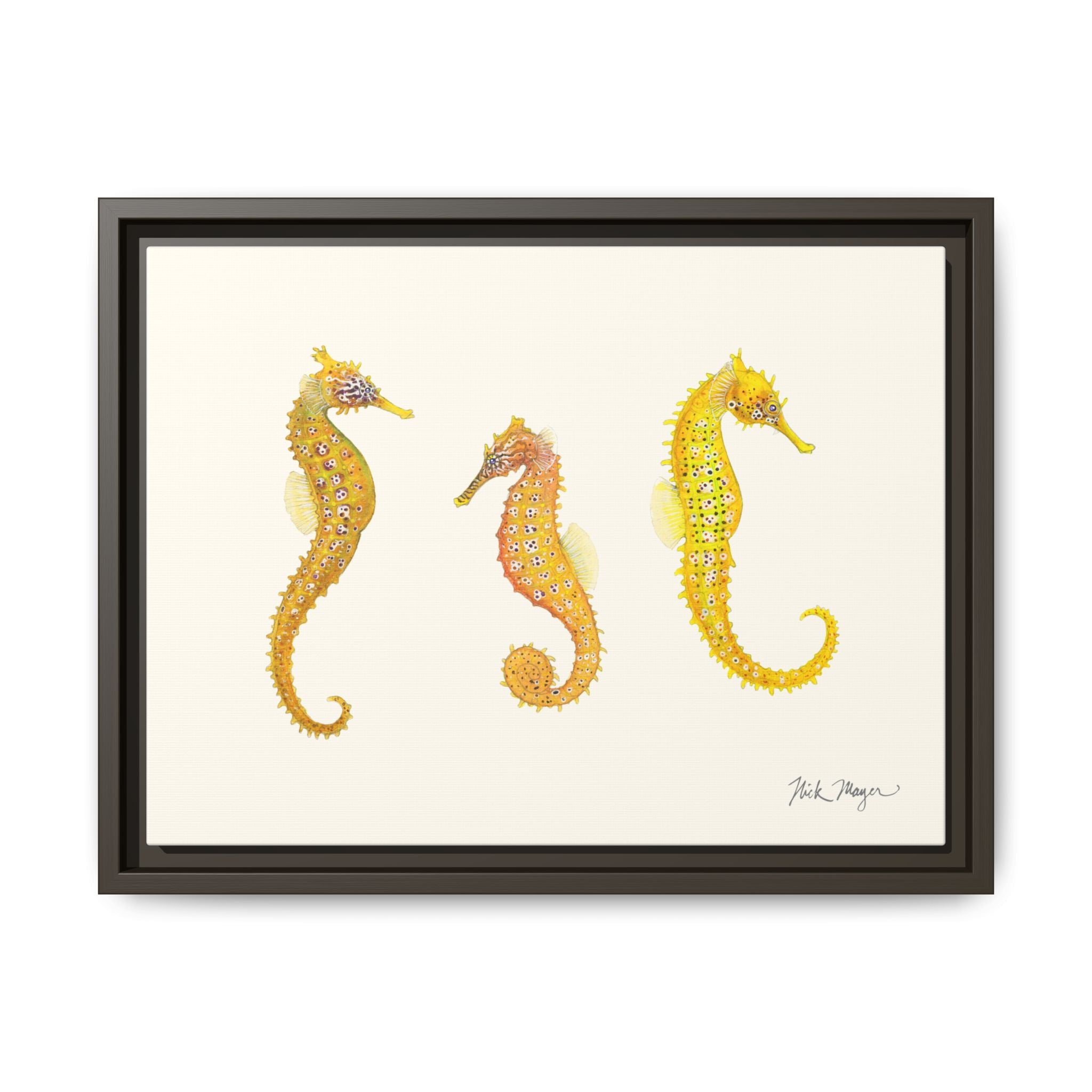 Giant Seahorse Trio Framed Canvas Print Printify