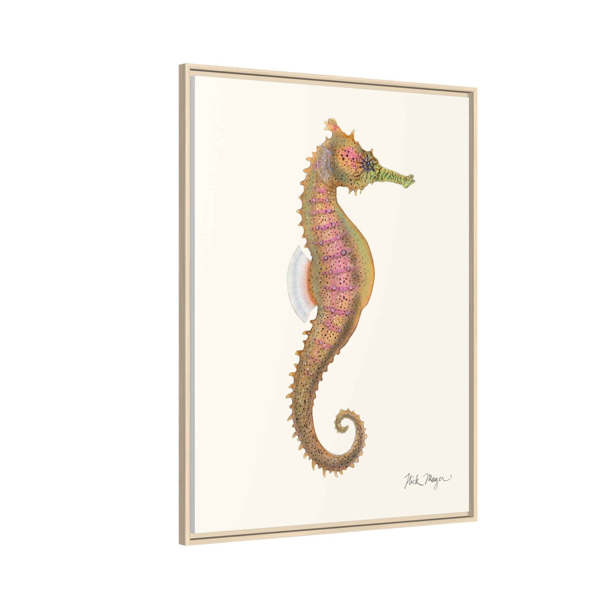 Estuary Seahorse Framed Canvas Print Printify