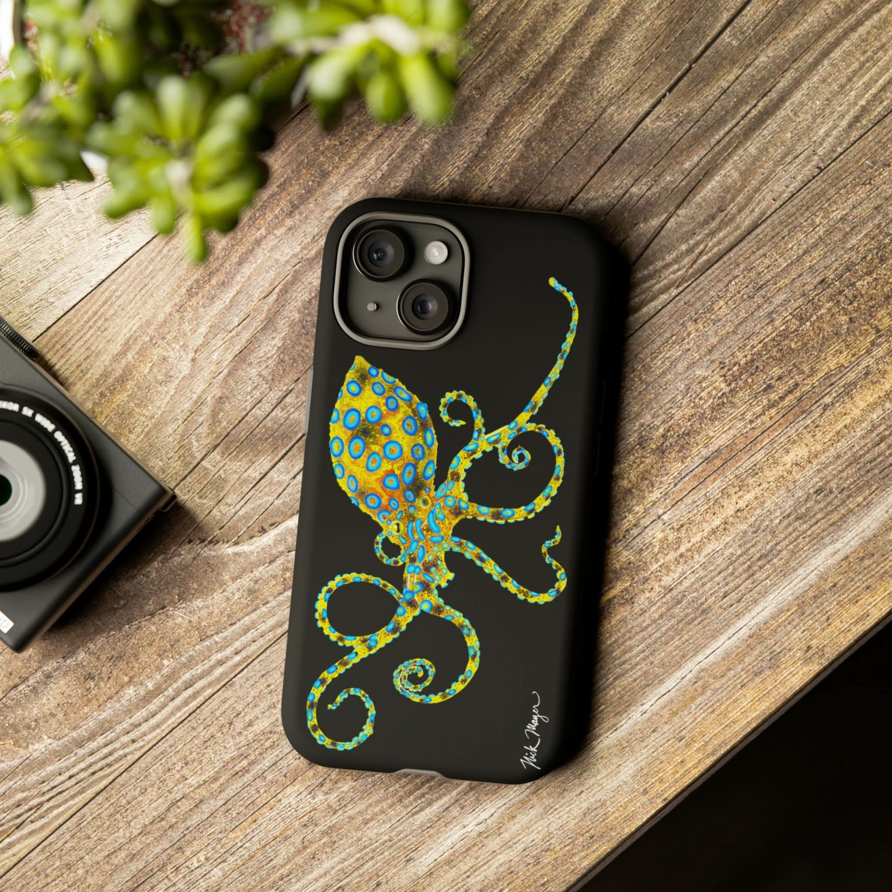 Blue Ringed Octopus Black iPhone 15 Case