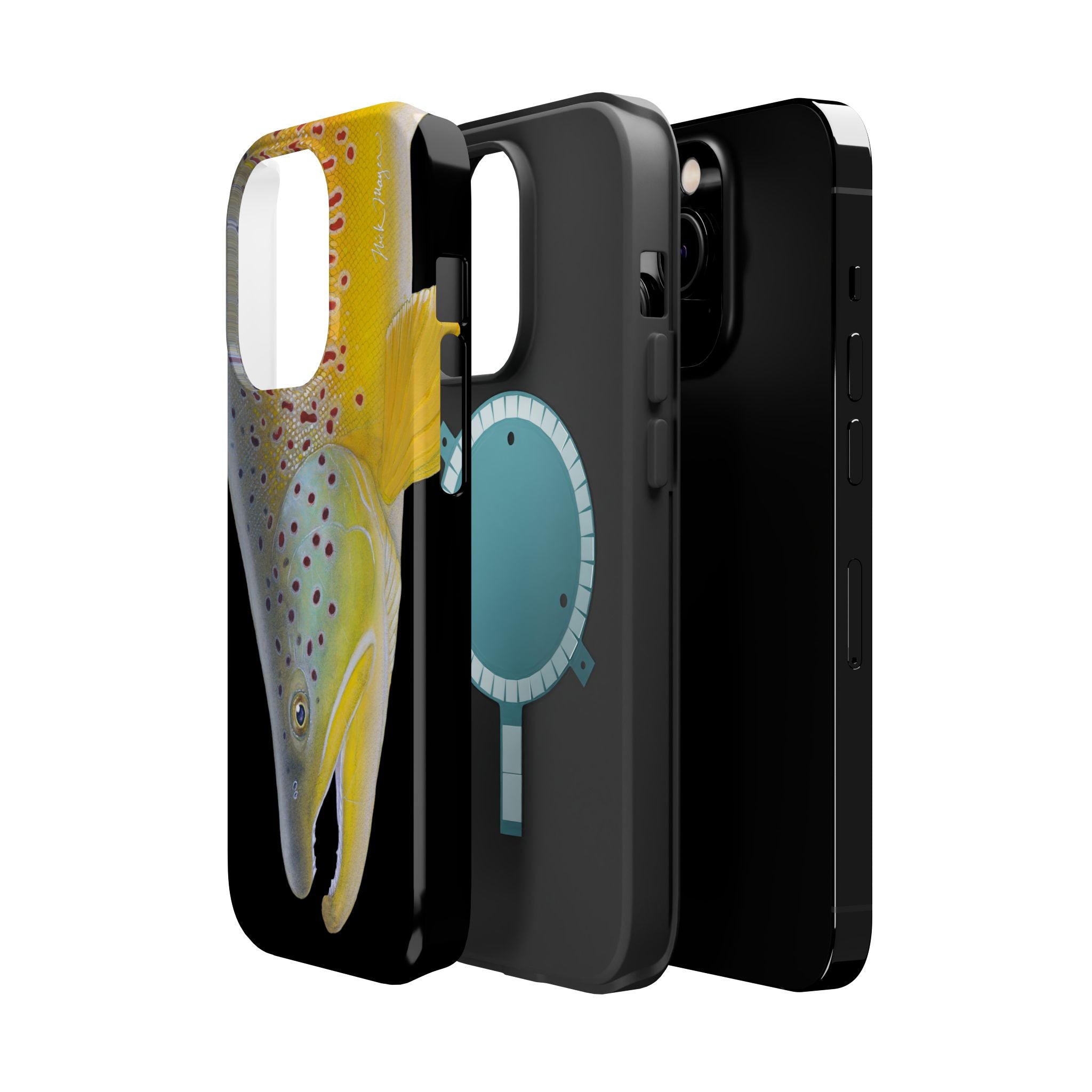 Brown Trout 3 Face Black MagSafe iPhone Case