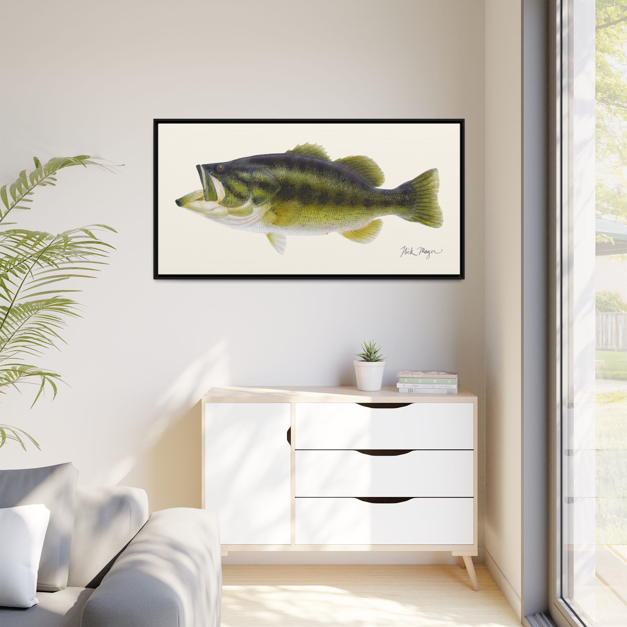 Largemouth Bass I Framed Canvas Print Printify