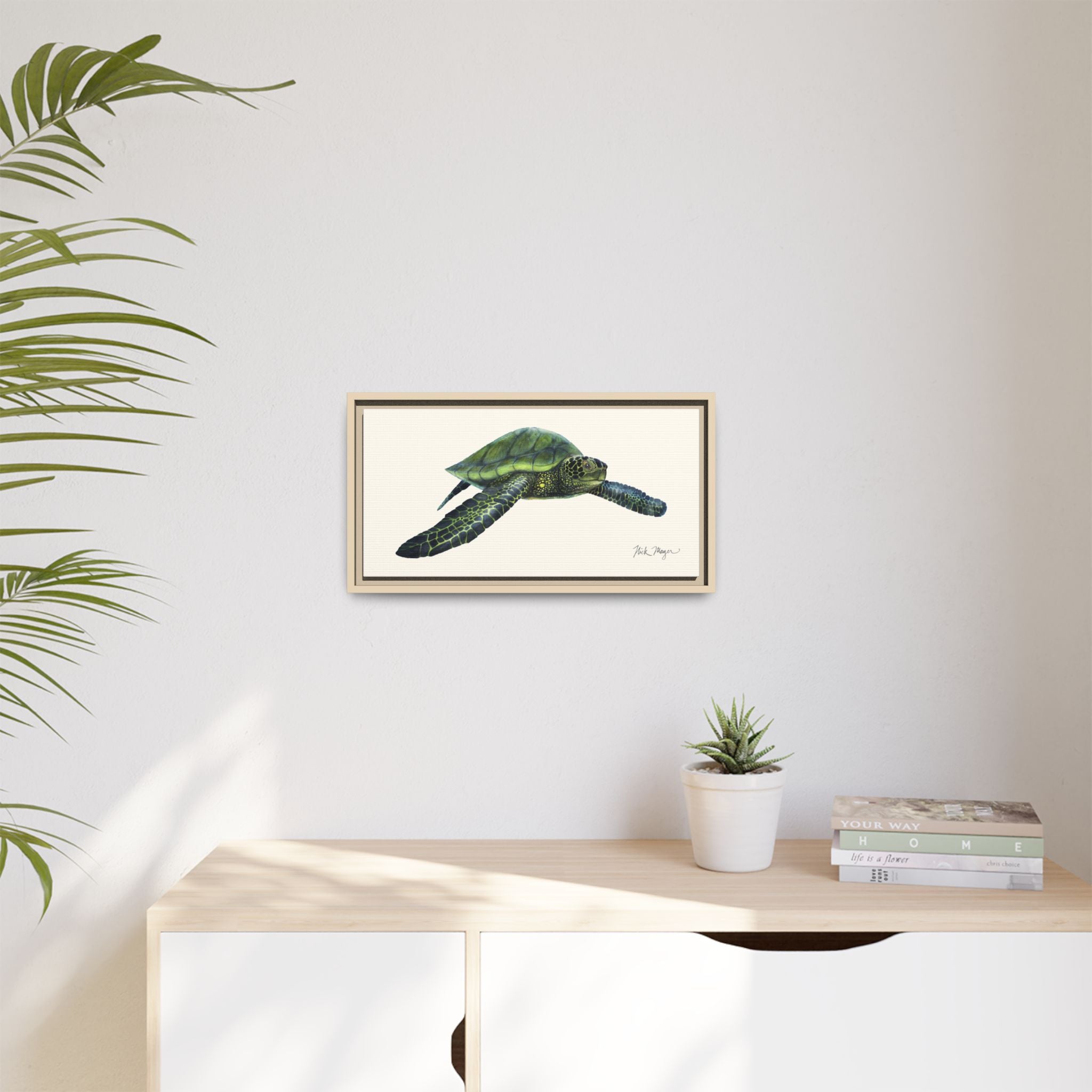 Green Sea Turtle I Framed Canvas Print Printify