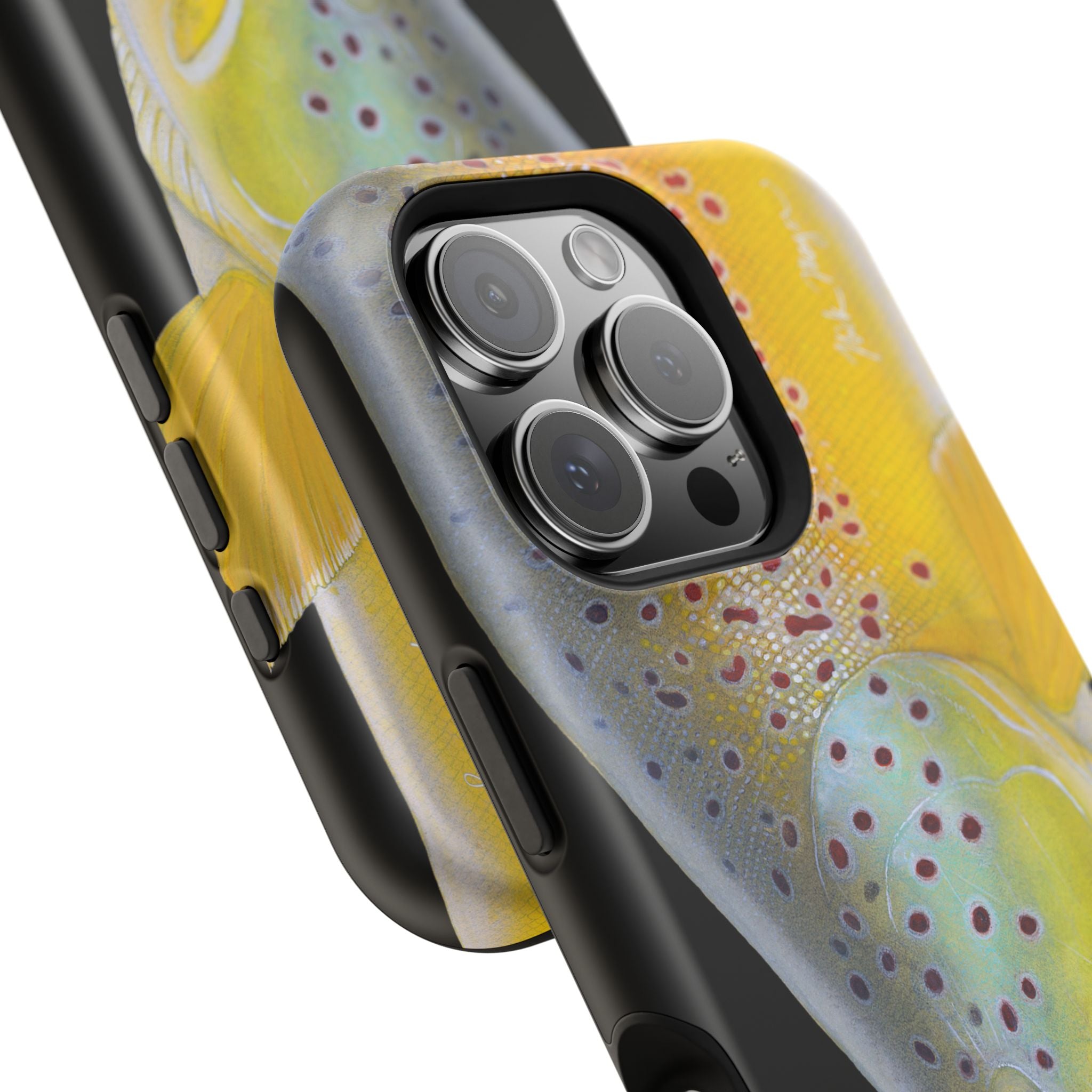 Brown Trout 3 Face Black MagSafe iPhone Case