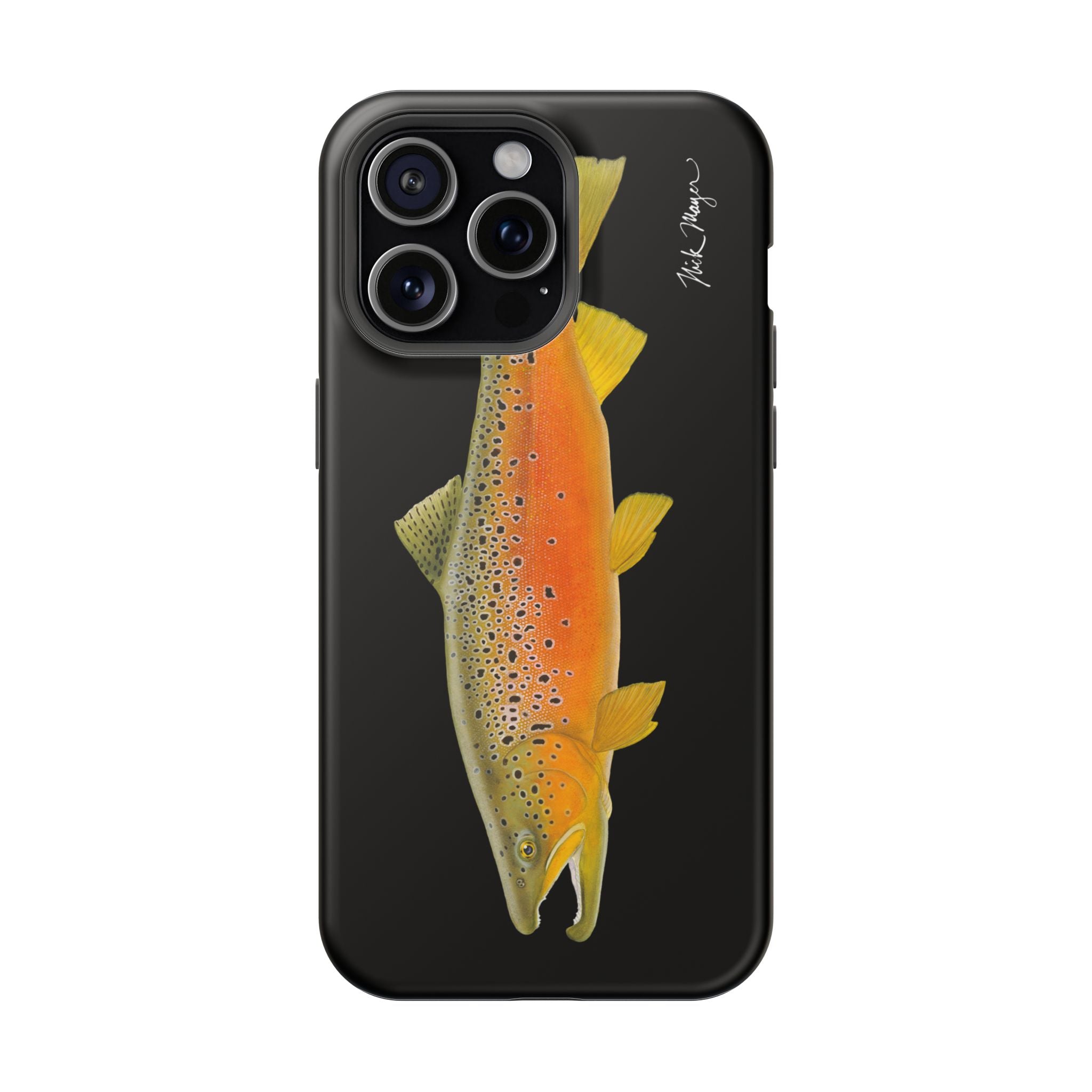 Brown Trout 2 Black MagSafe iPhone Case, NEW for Holiday 2025!