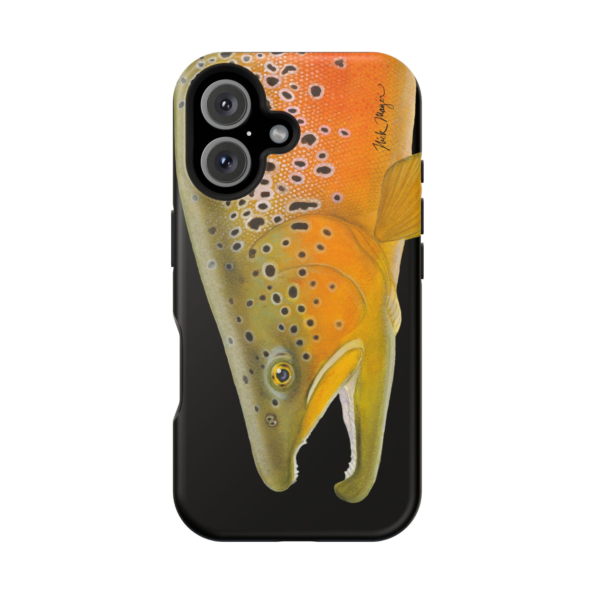 Brown Trout 2 Black MagSafe iPhone Case