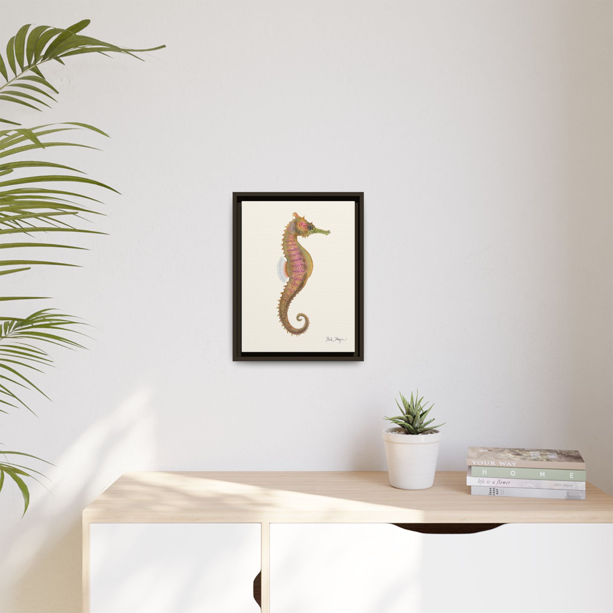 Estuary Seahorse Framed Canvas Print Printify