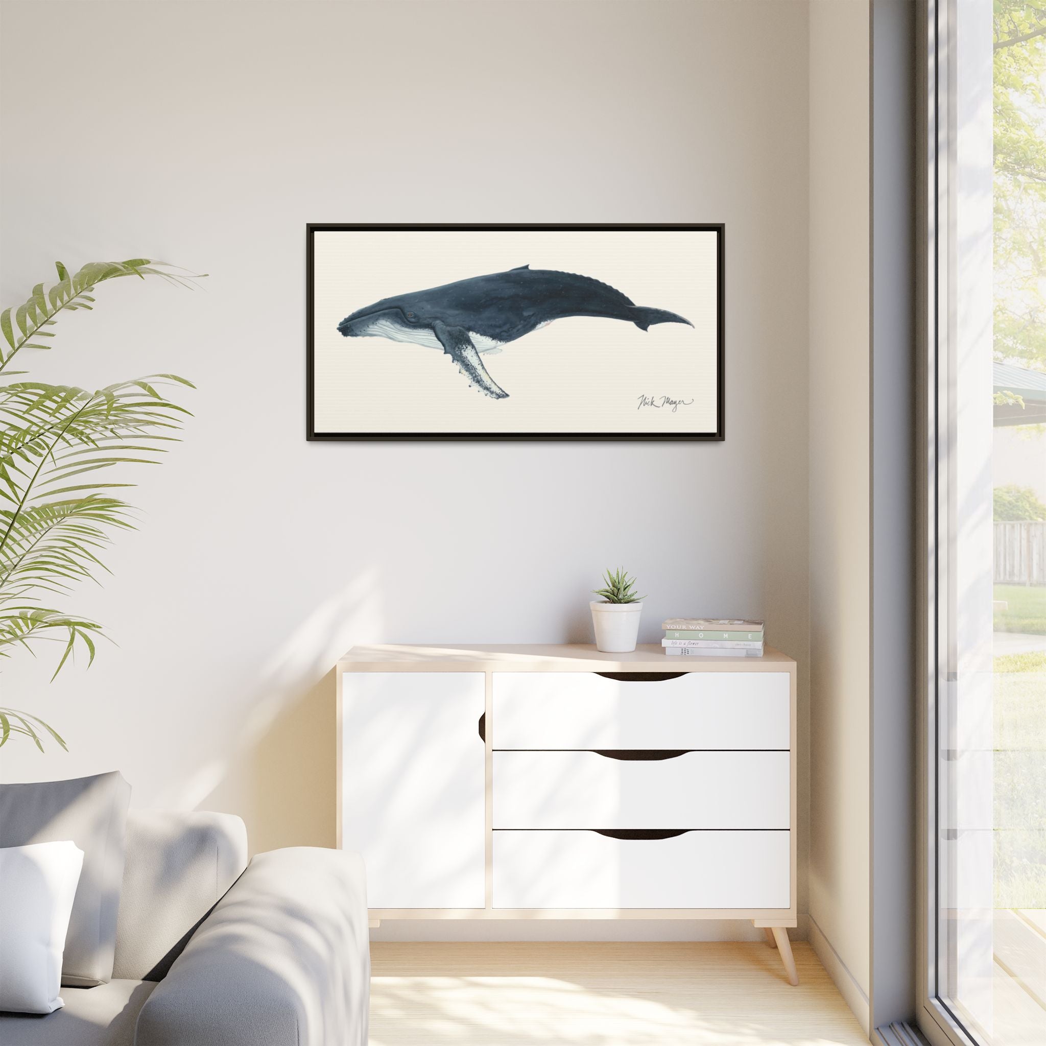 Humpback Whale Framed Canvas Print Printify