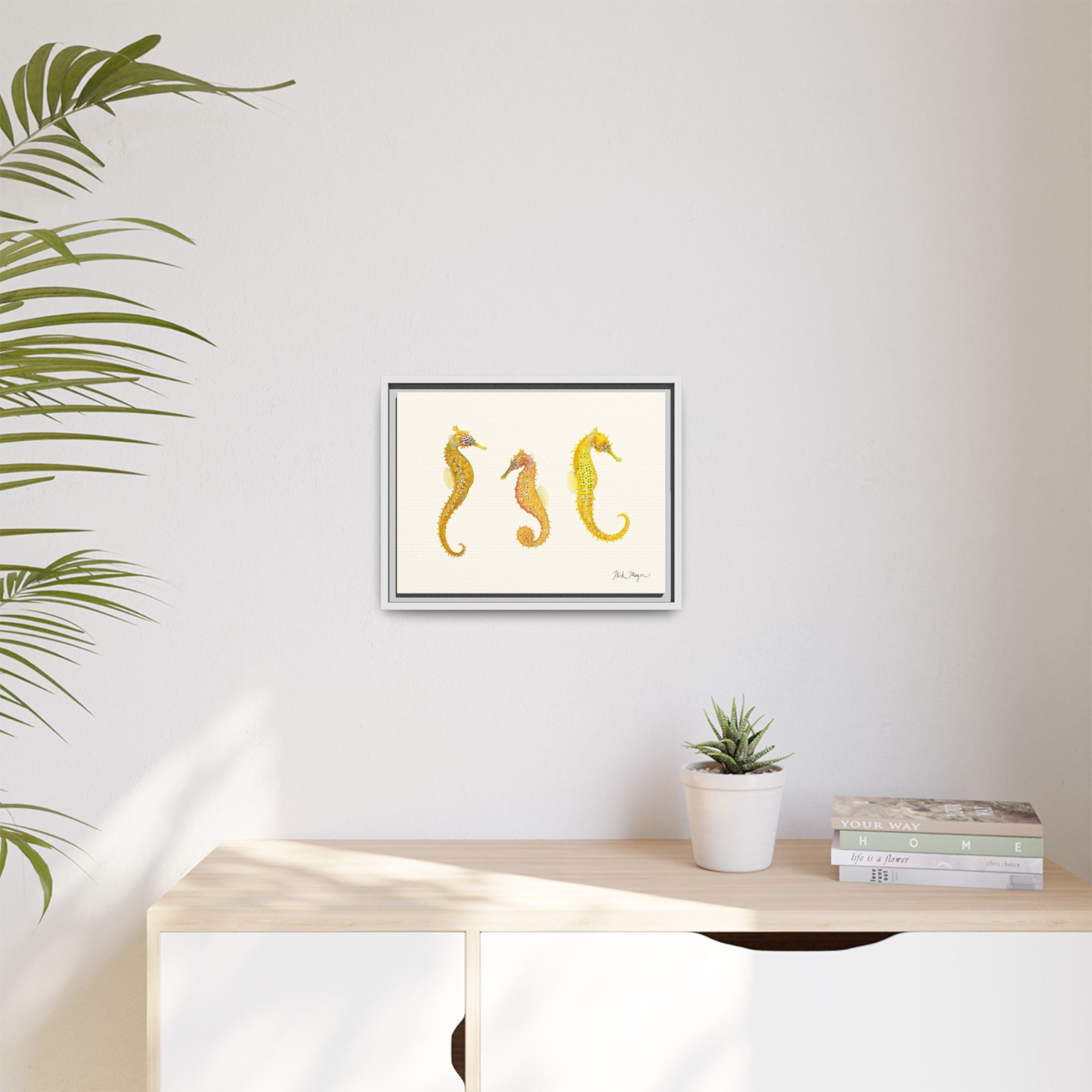 Giant Seahorse Trio Framed Canvas Print Printify