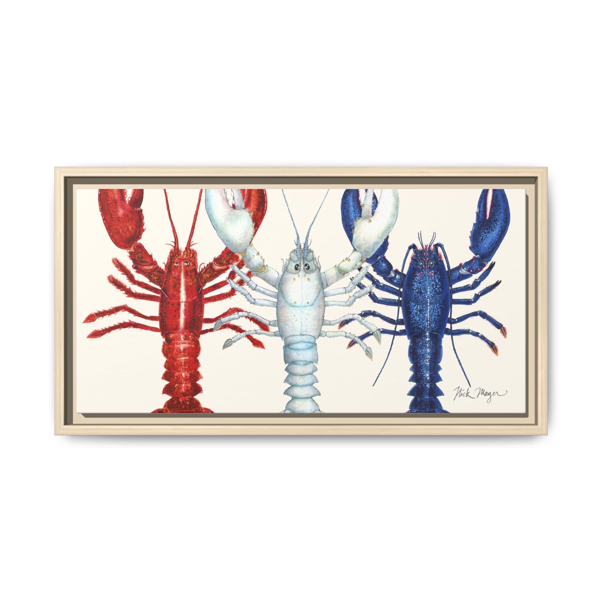American Lobsters Trio Framed Canvas Print Printify