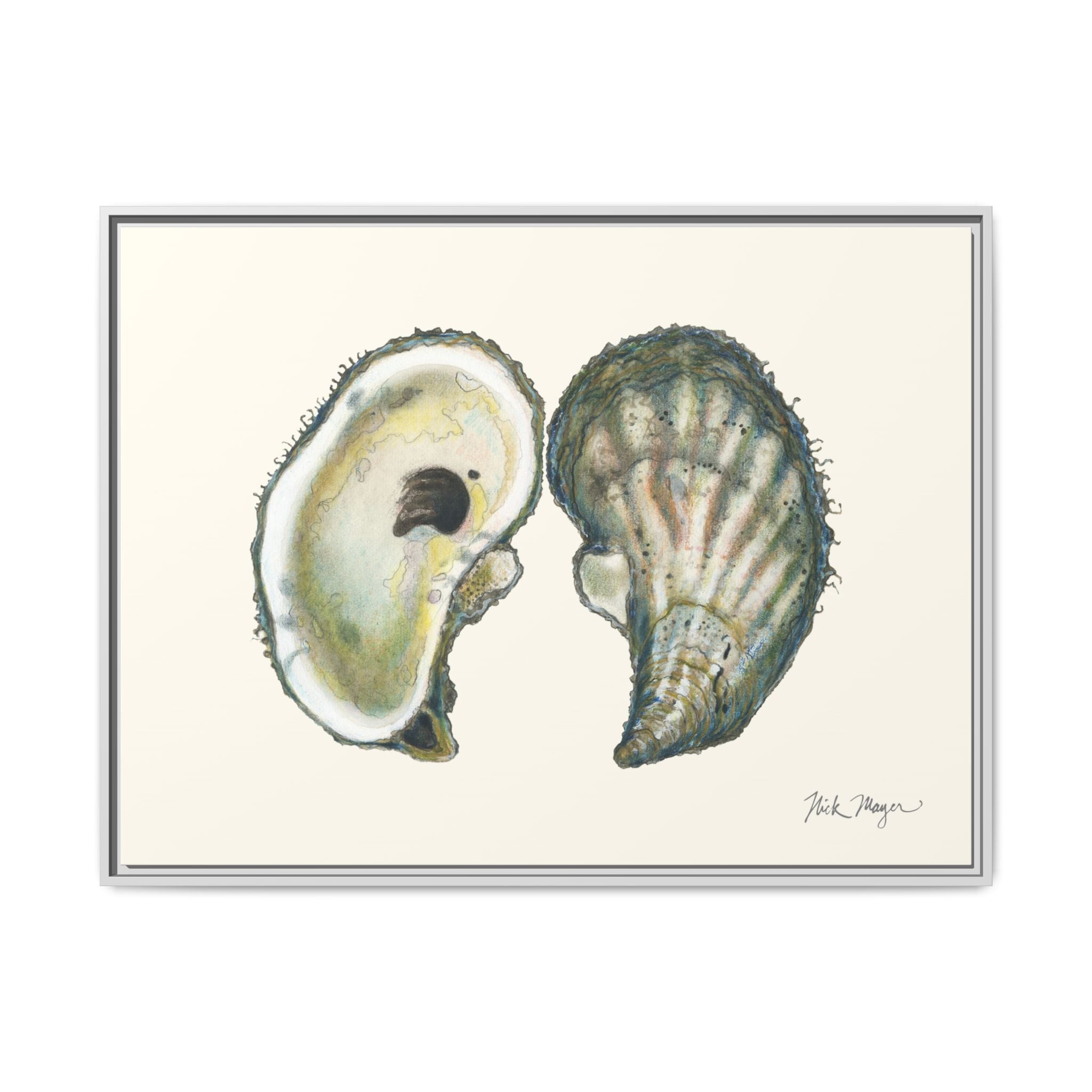 Framed Oysters Art Print — Coastal Sea Shell Wall Decor Printify
