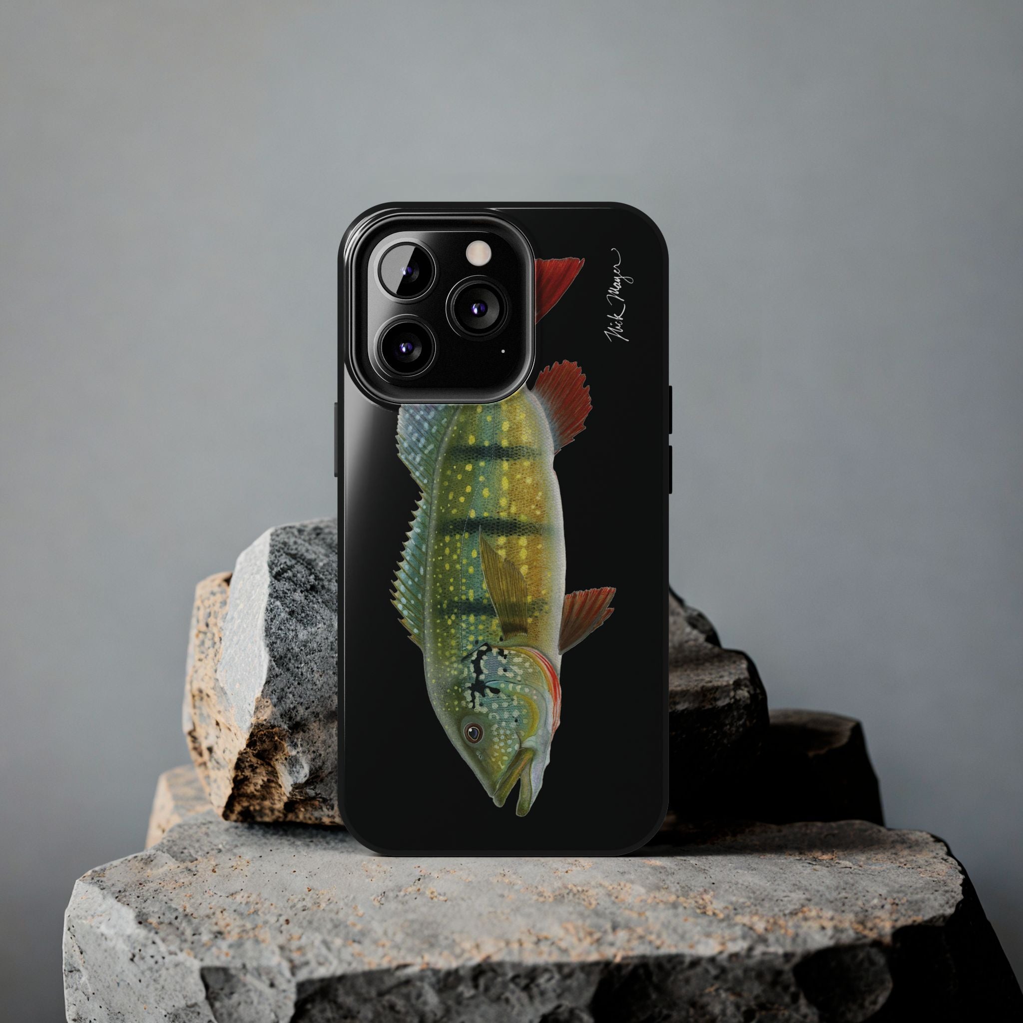 Peacock Bass Black iPhone Case