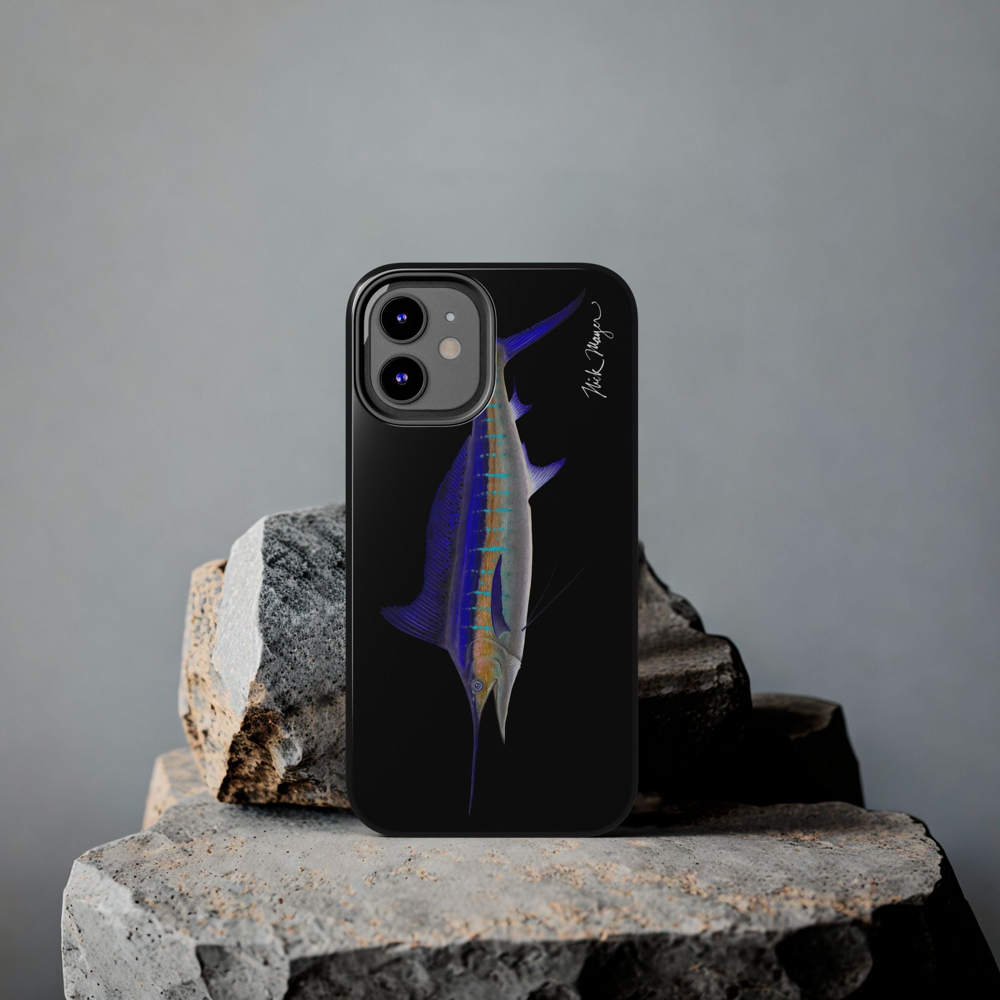Striped Marlin Black Phone Case (iPhone)