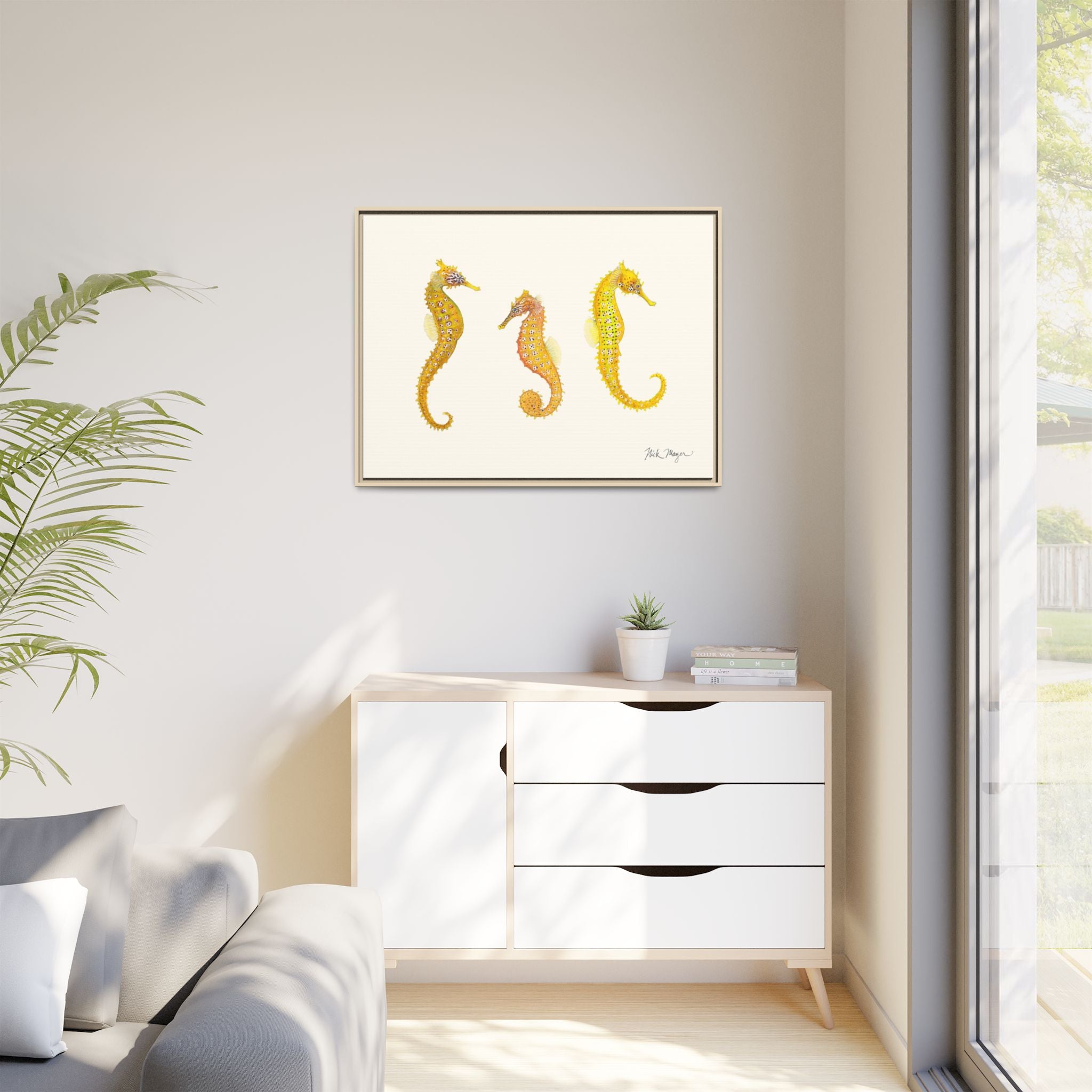 Giant Seahorse Trio Framed Canvas Print Printify