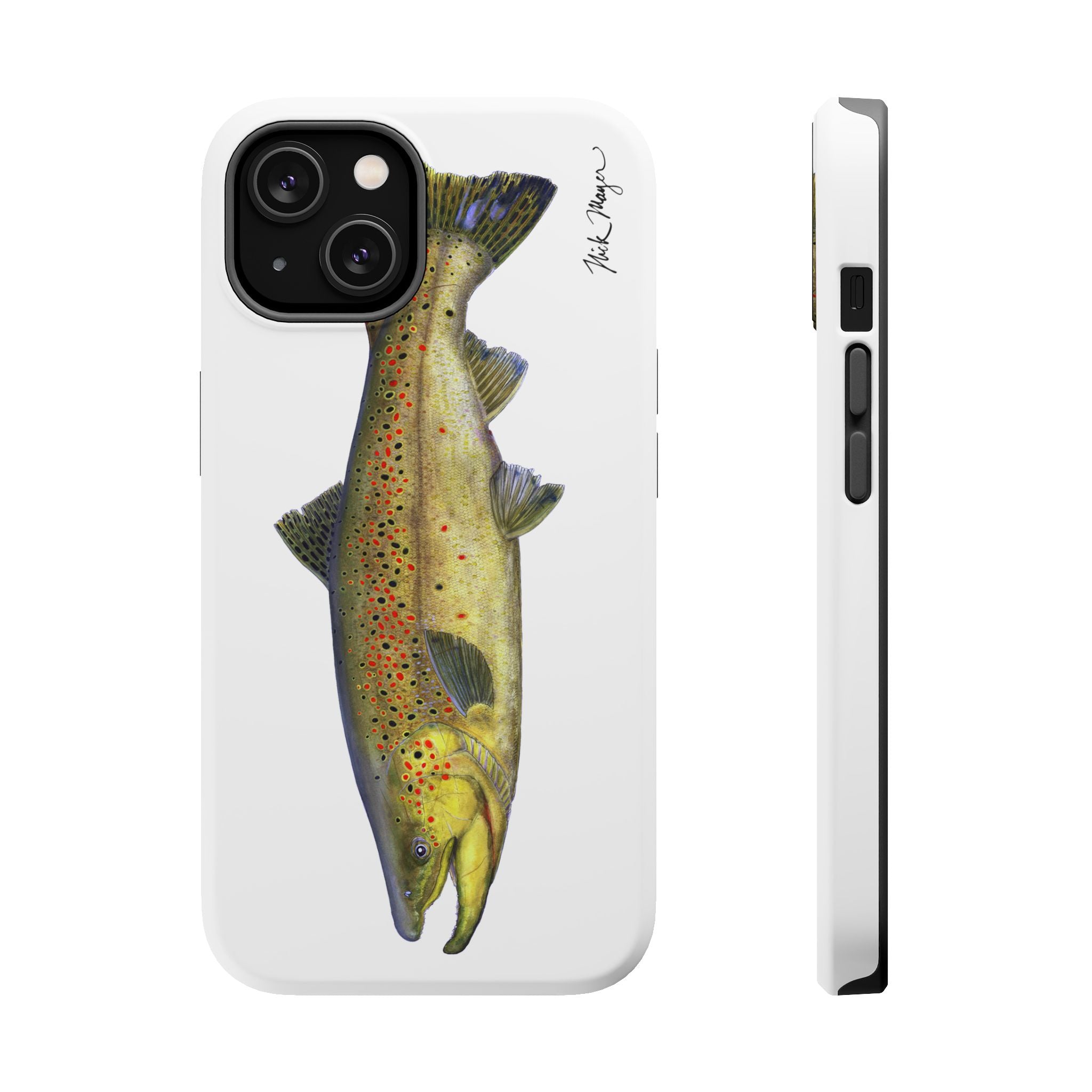 Brown Trout MagSafe White iPhone Case