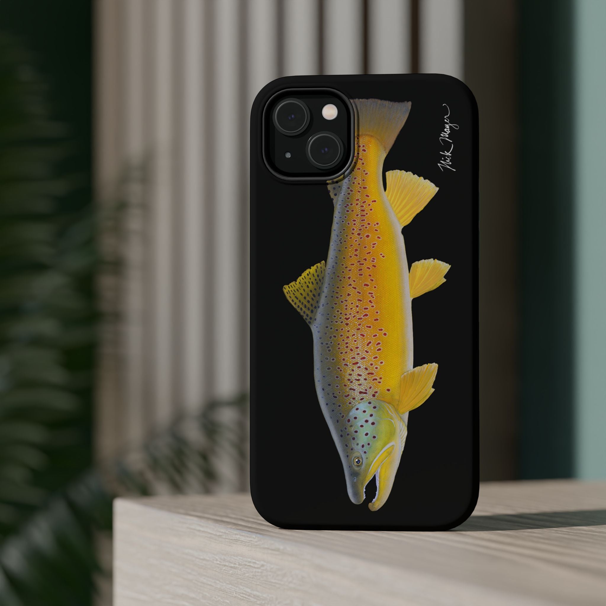 Brown Trout 3 Black MagSafe iPhone Case