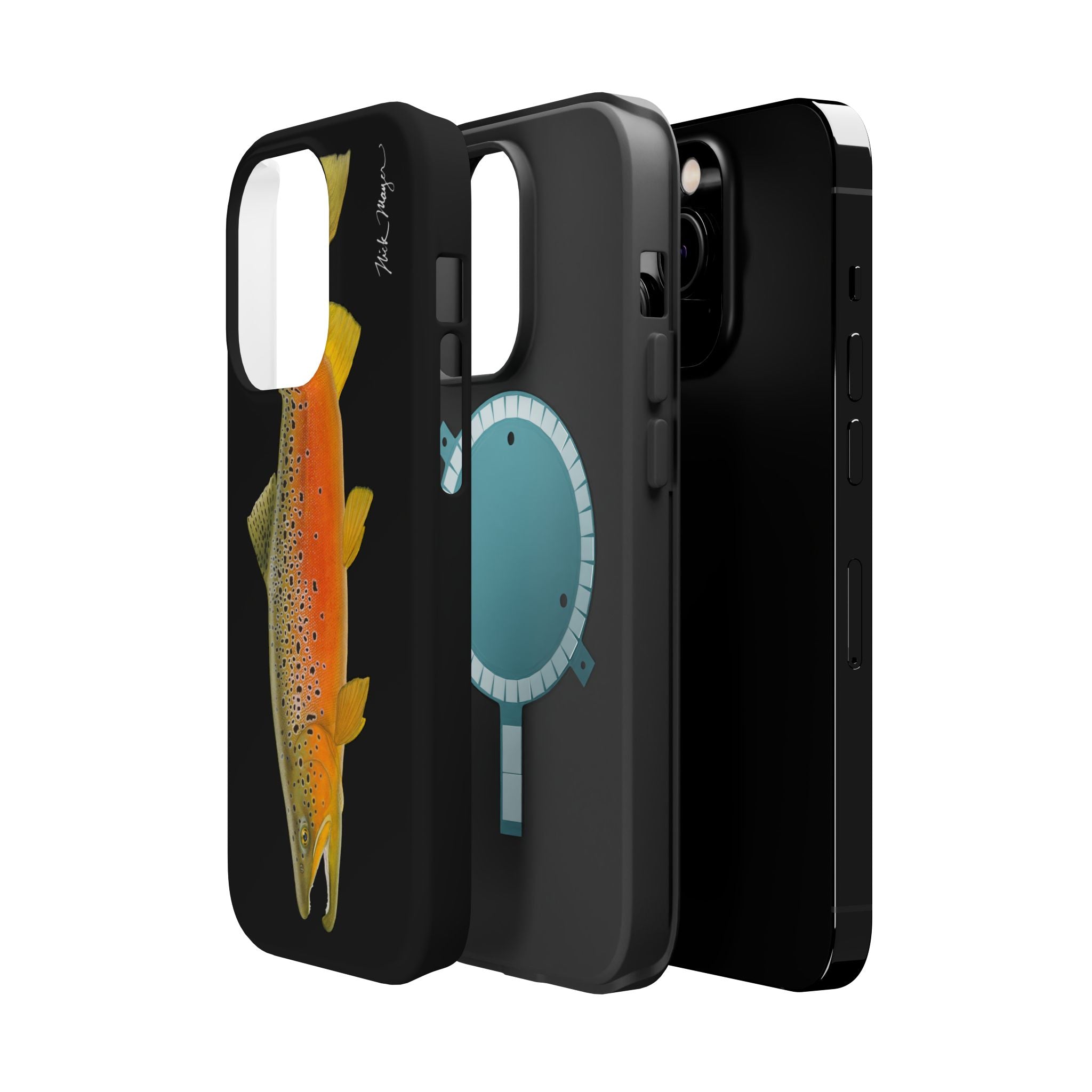 Brown Trout 2 Black MagSafe iPhone Case, NEW for Holiday 2025!