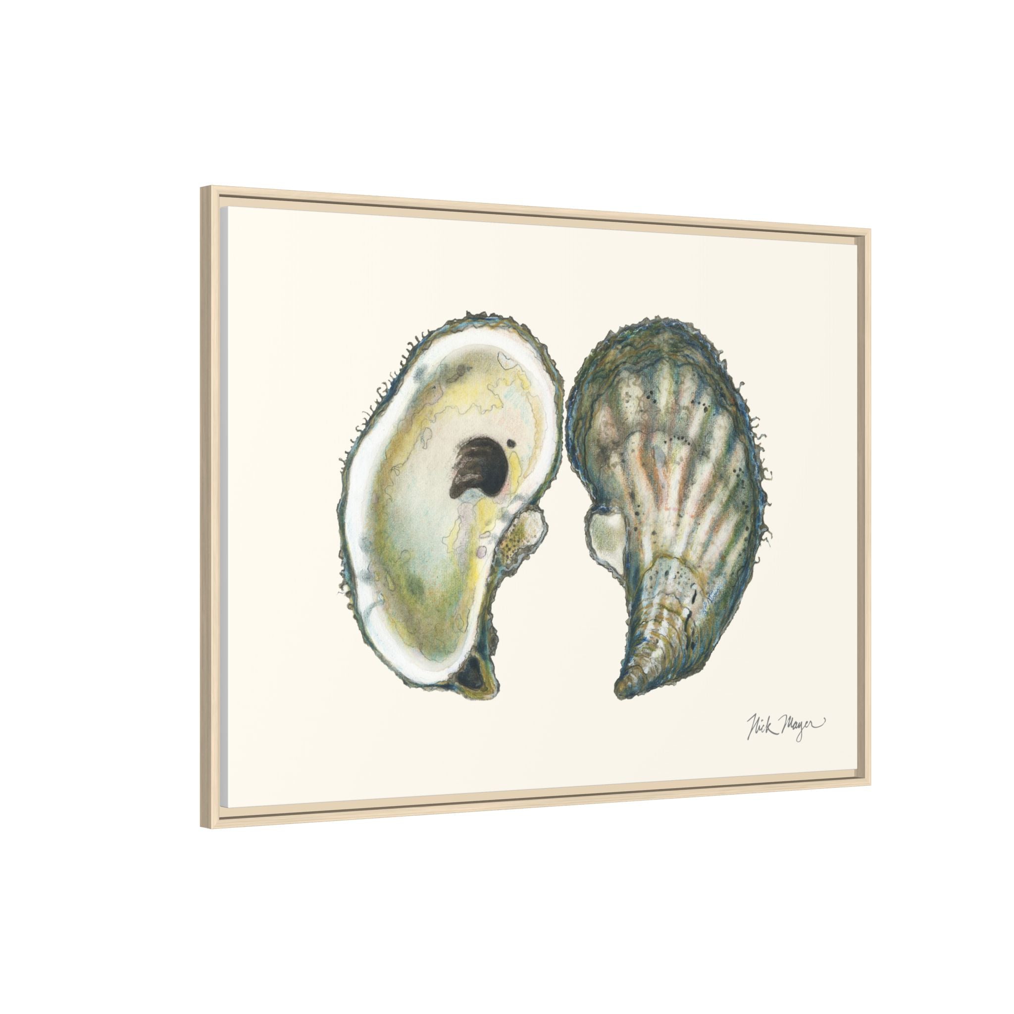 Framed Oysters Art Print — Coastal Sea Shell Wall Decor Printify