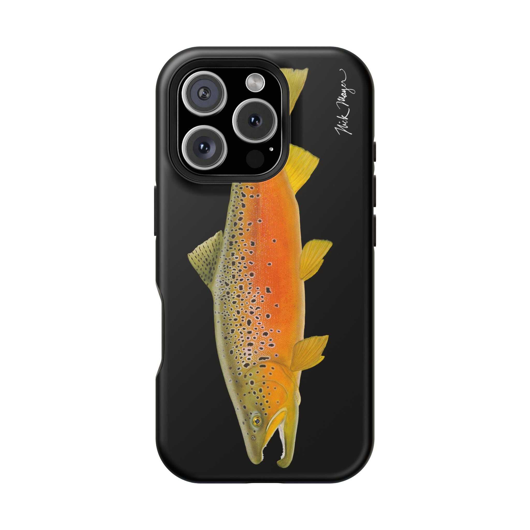 Brown Trout 2 Black MagSafe iPhone Case, NEW for Holiday 2025!