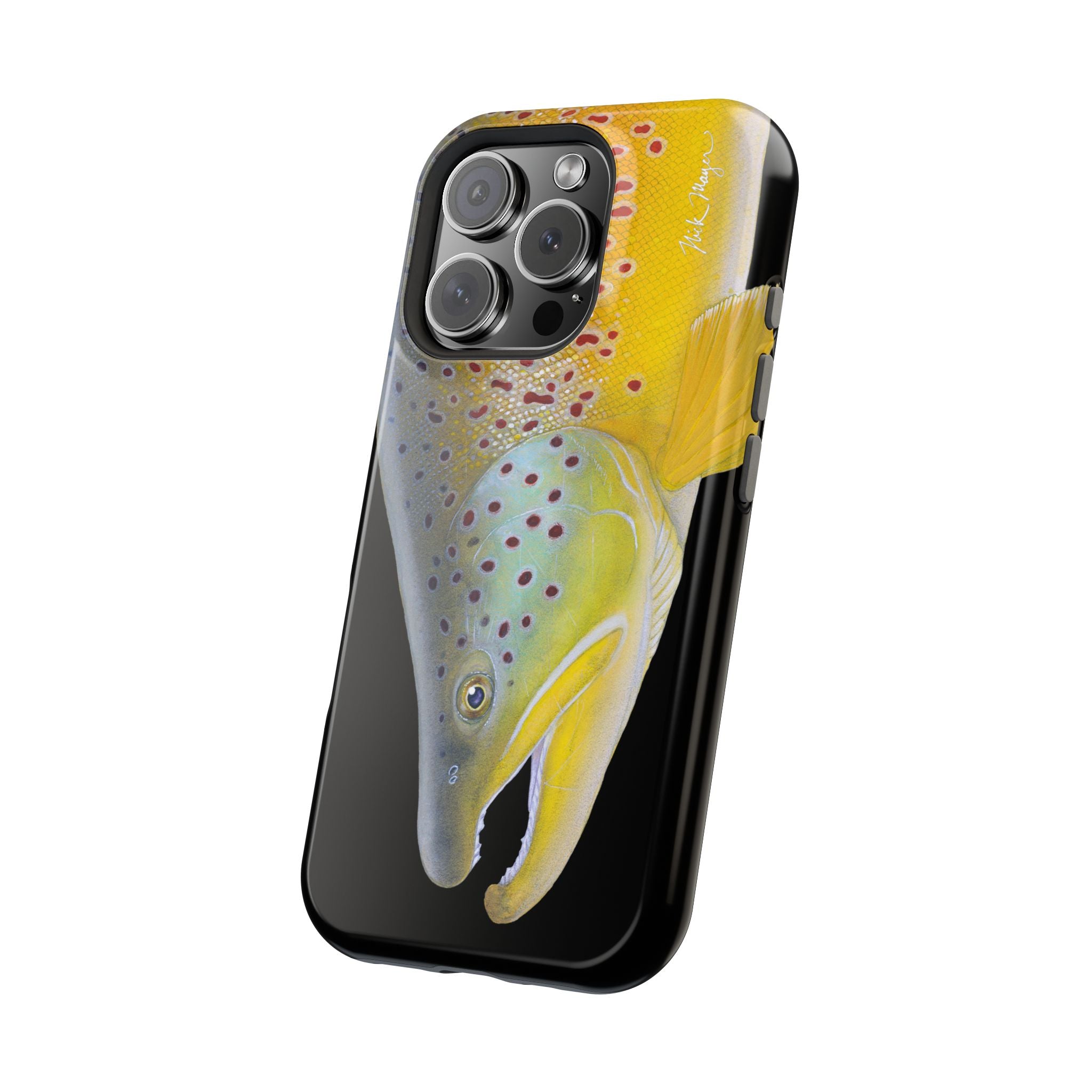 Brown Trout 3 Face Black MagSafe iPhone Case
