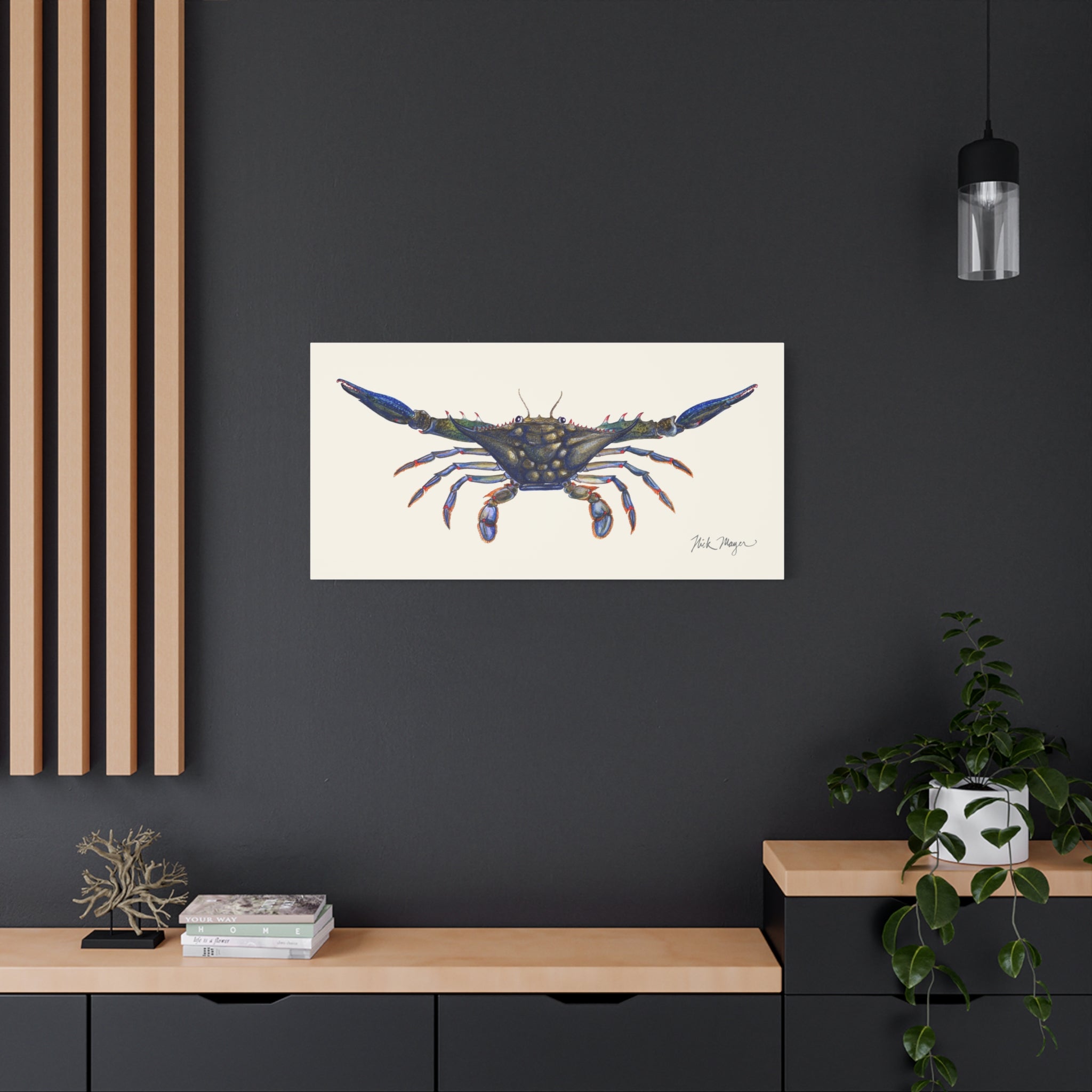 Blue Crab Claws Out Canvas Print