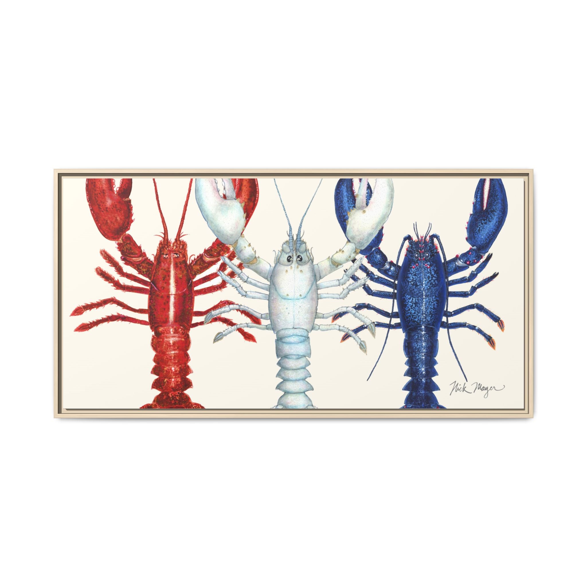 American Lobsters Trio Framed Canvas Print Printify