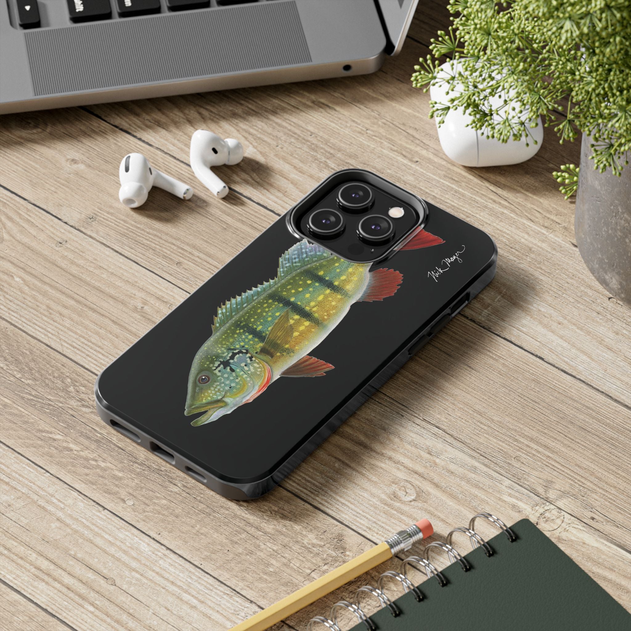 Peacock Bass Black iPhone Case