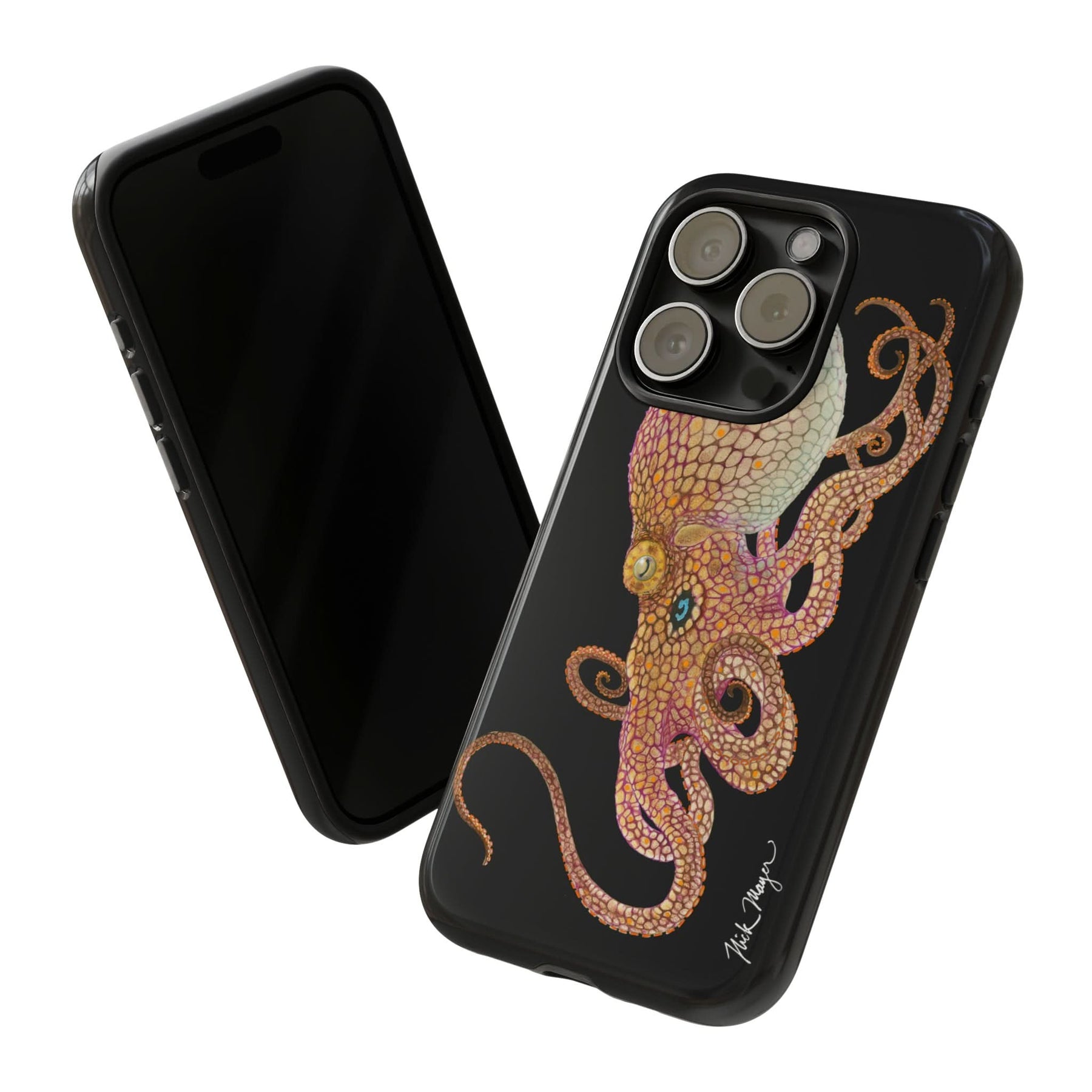 Two Spot Octopus Black iPhone 15 Case